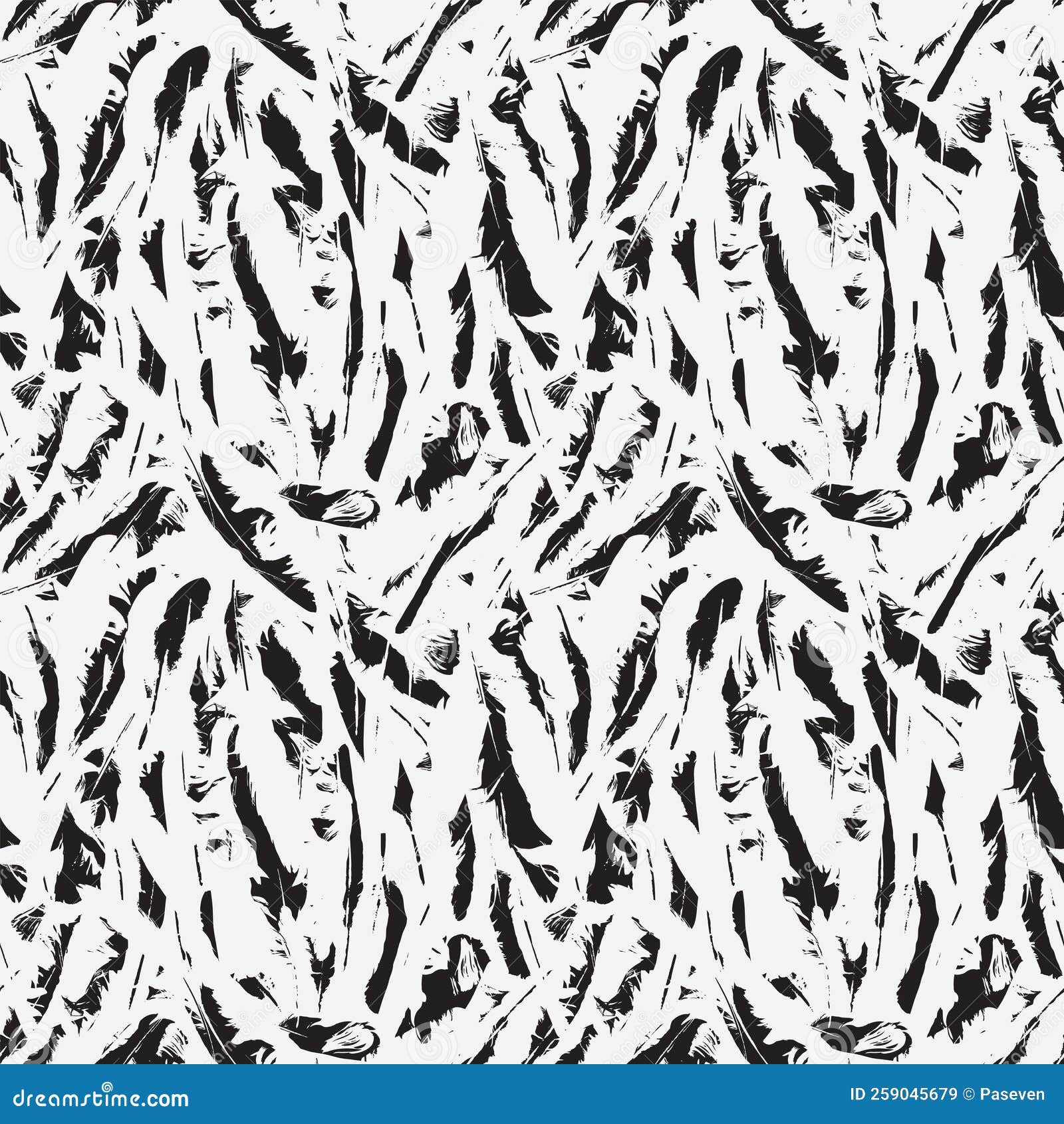 black white  seamless pattern with feathers