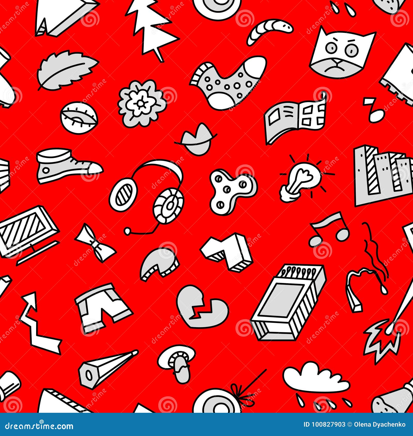 Endless pattern with different things and objects Vector Image