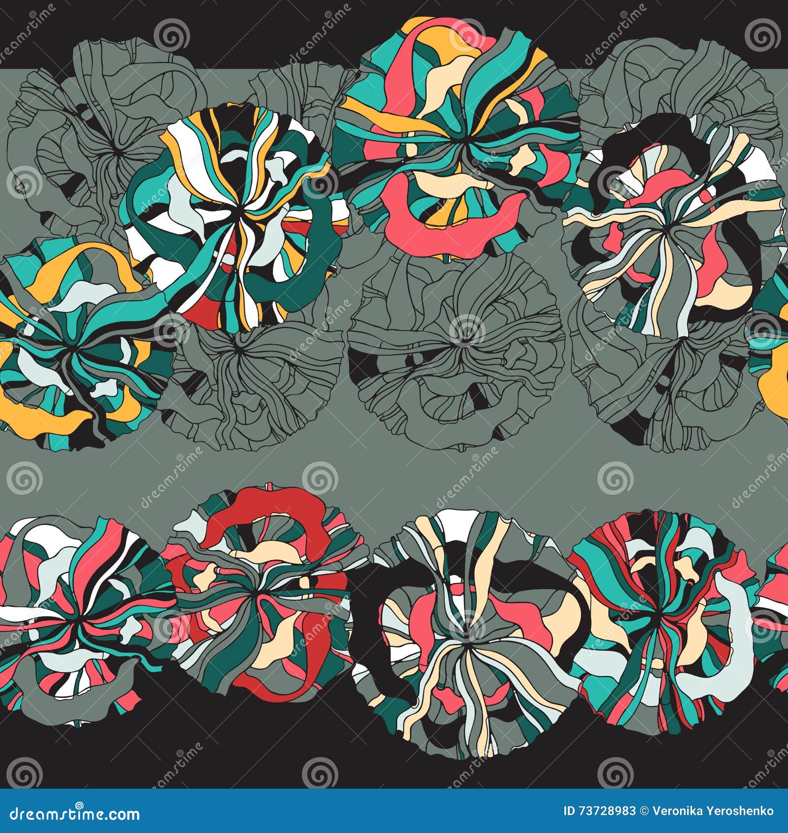 Retro Seamless Pattern With Abstract Wooden Rings Abstract Seamless Pattern With Retro Shapes Rings And