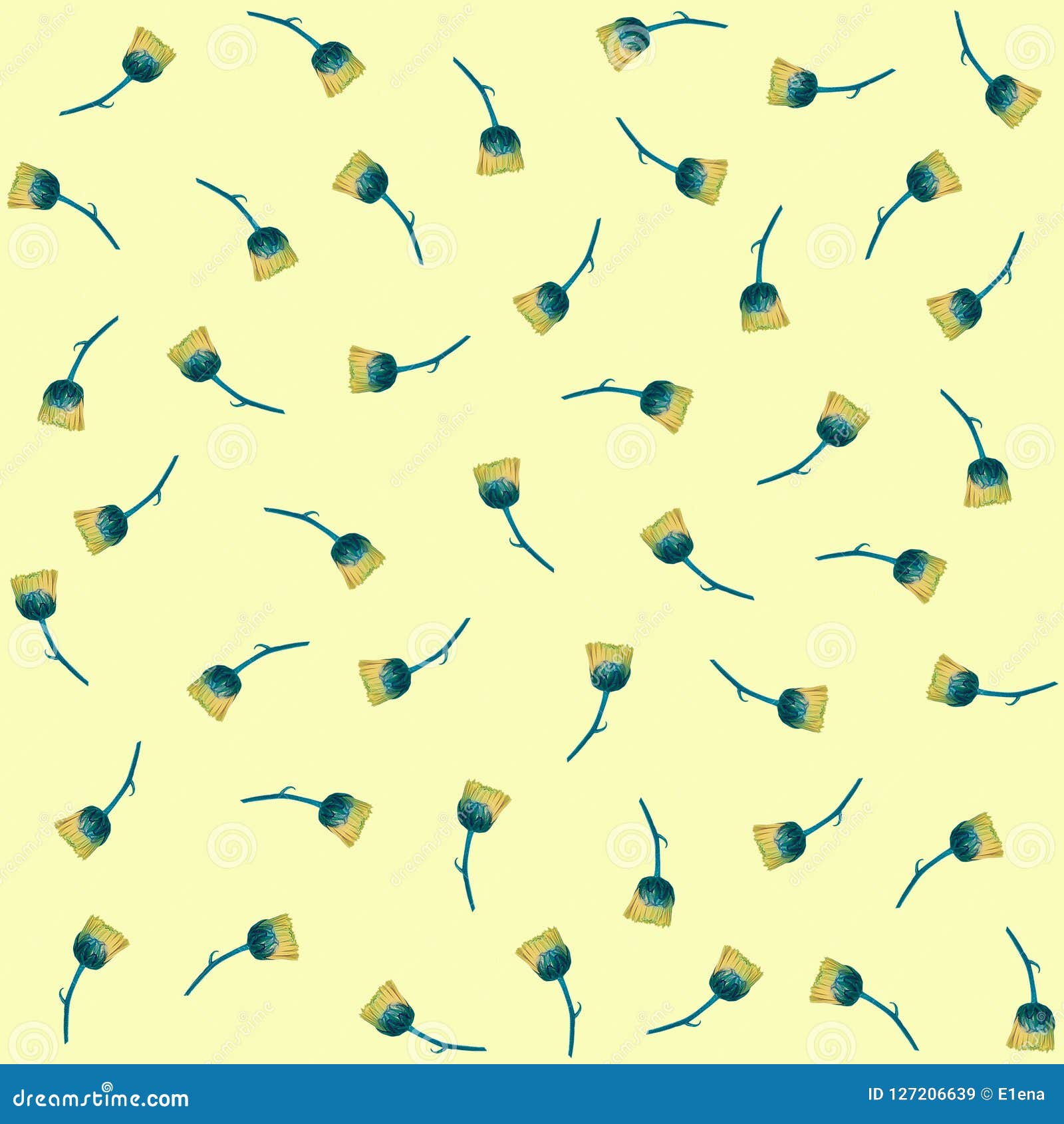 Abstract Seamless Vintage Background with Yellow Flowers Stock