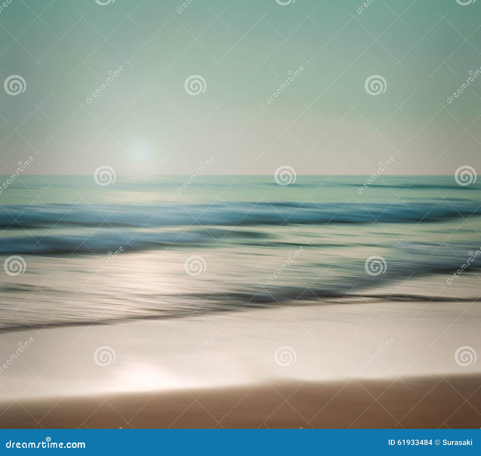 an abstract seascape with blurred panning motion on paper background