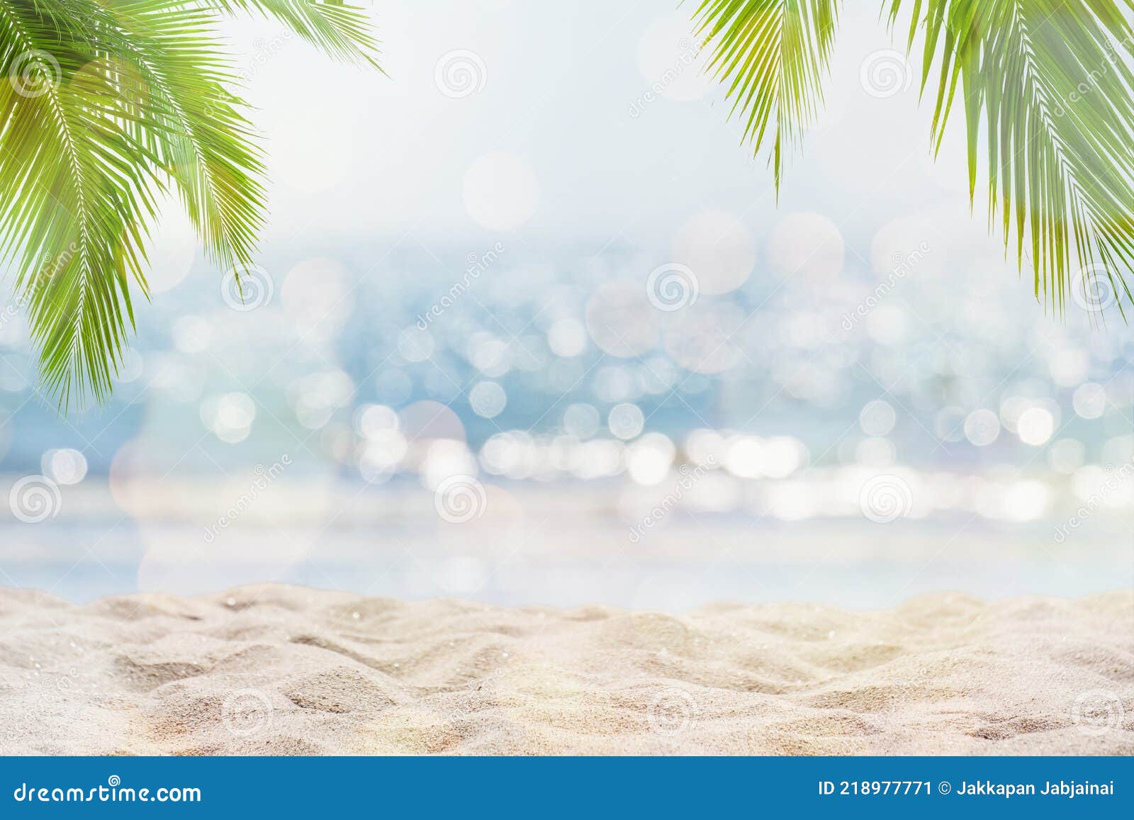 abstract seascape with palm tree, tropical beach background