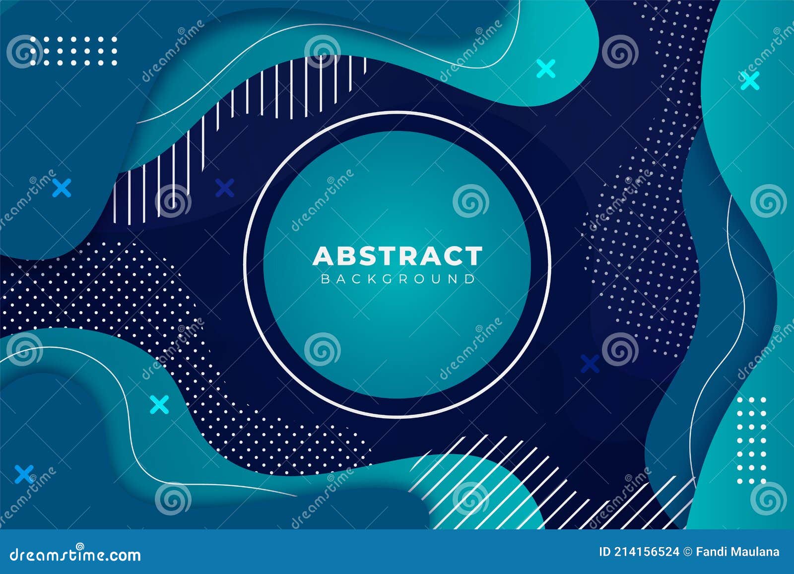 Abstract Shape Fluid Navy and Blue Turquoise Background with Wavy Lines