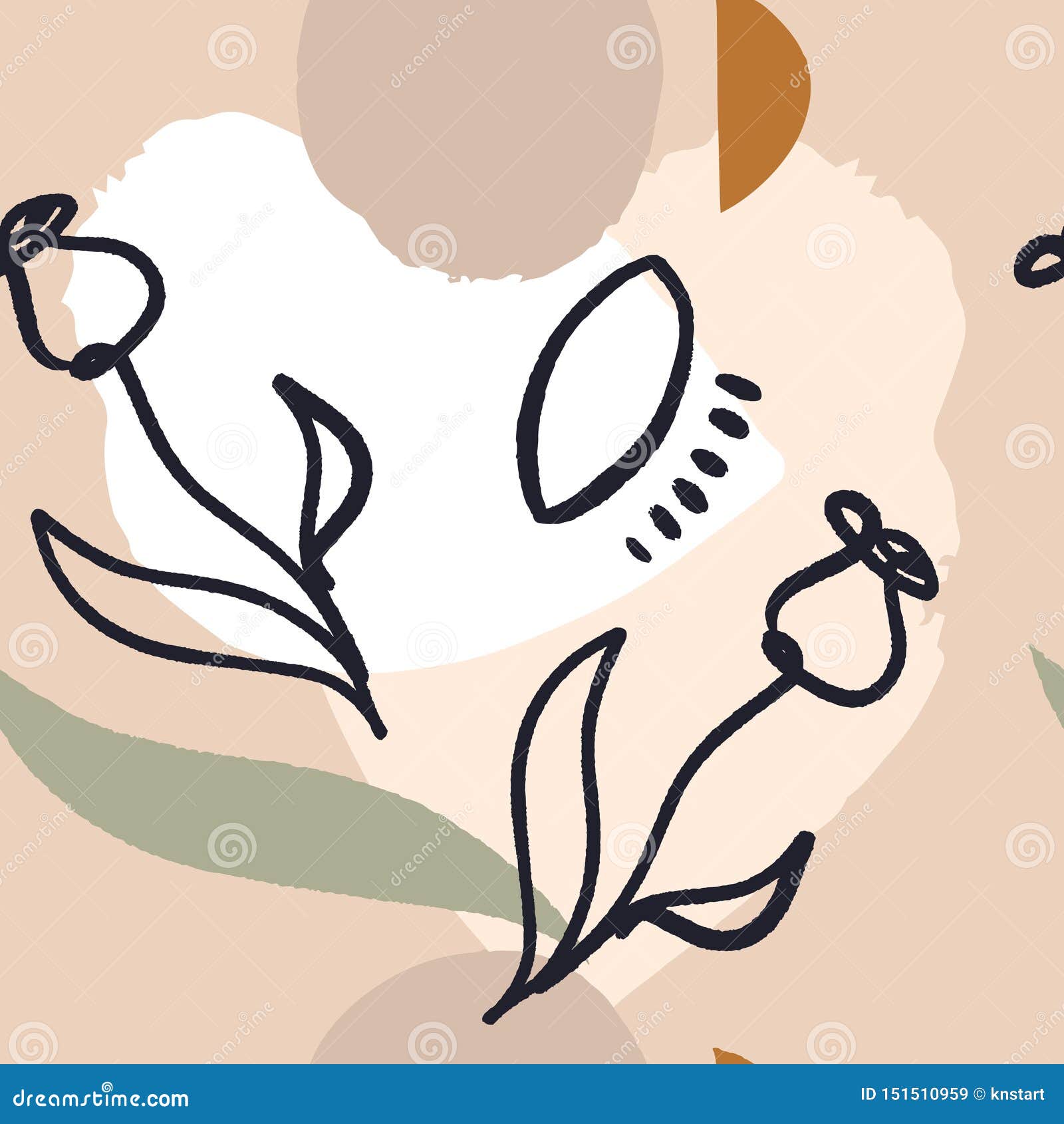 Abstract Shapes Mid Century Modern Wall Art Scandinavian Patchwork Style Hand Drawn Design Elements Seamless Pattern For Cloth Stock Illustration Illustration Of Invitation Collage 151510959