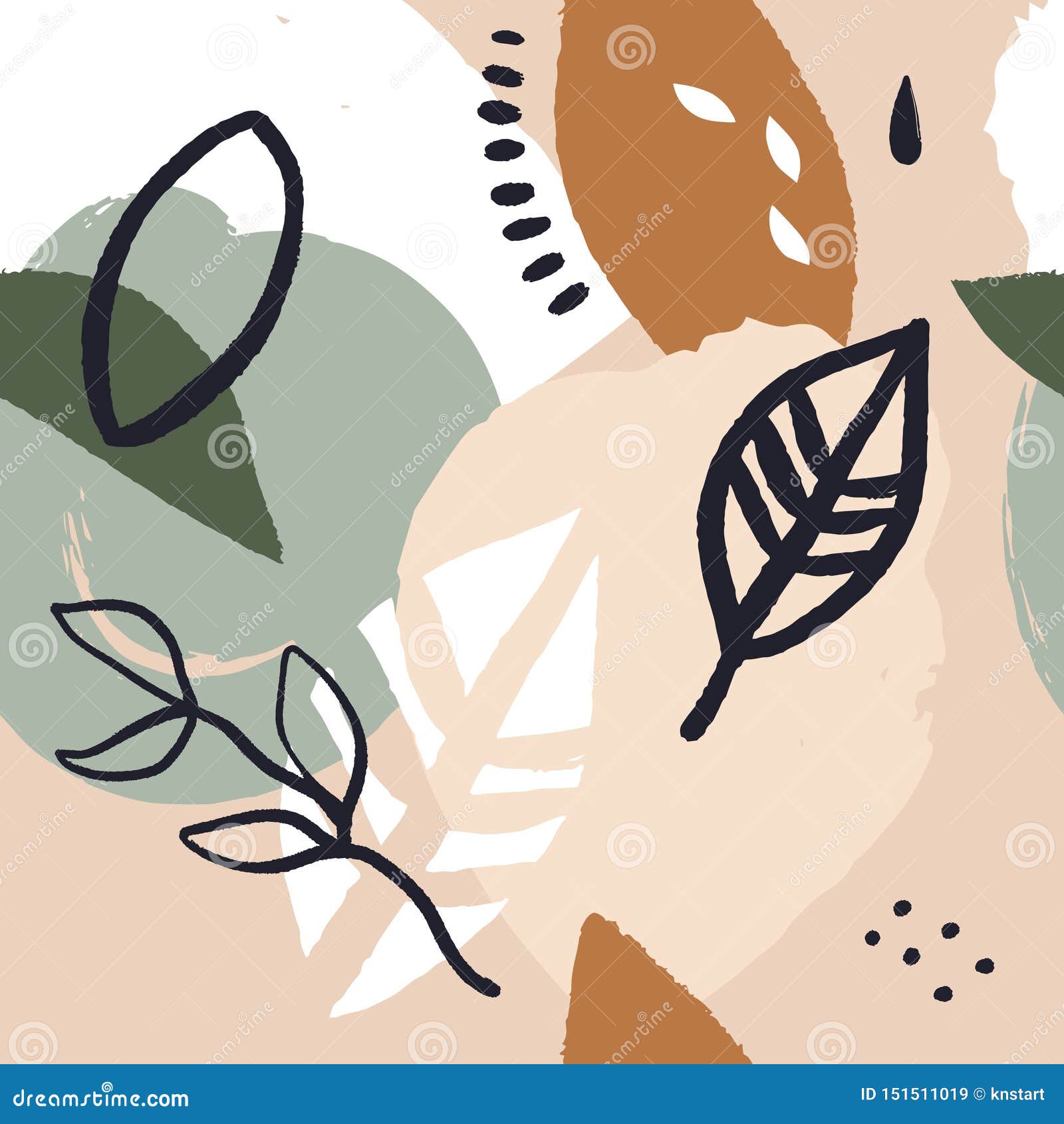 Abstract Shapes Mid Century Modern Wall Art Scandinavian Patchwork Style Hand Drawn Design Elements Seamless Pattern For Cloth Stock Illustration Illustration Of Harmonious Blog 151511019