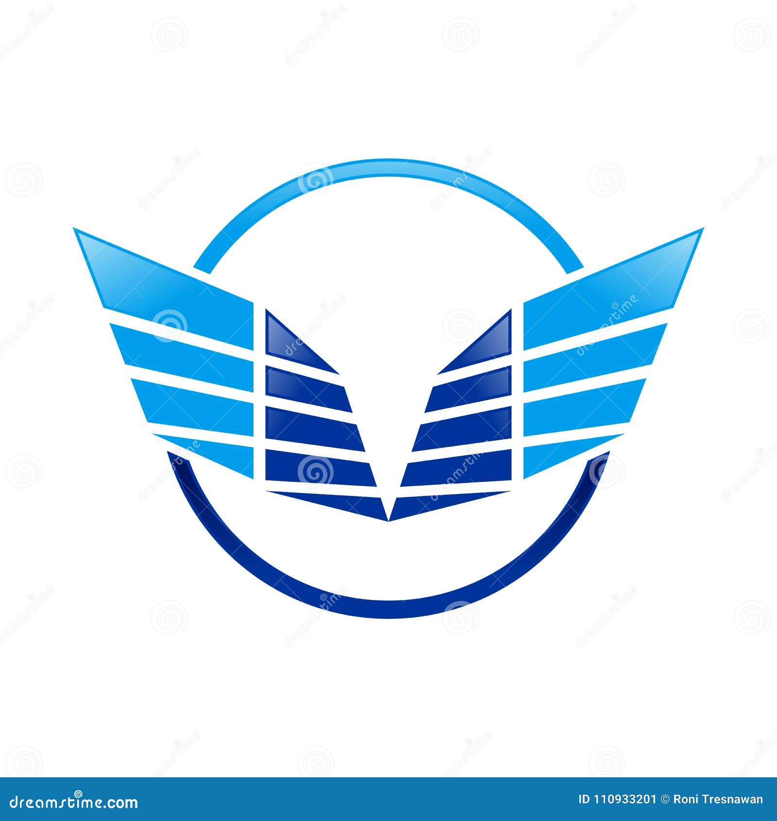 Abstract Sharp Wings Ring Blue Symbol Logo Design Stock Vector