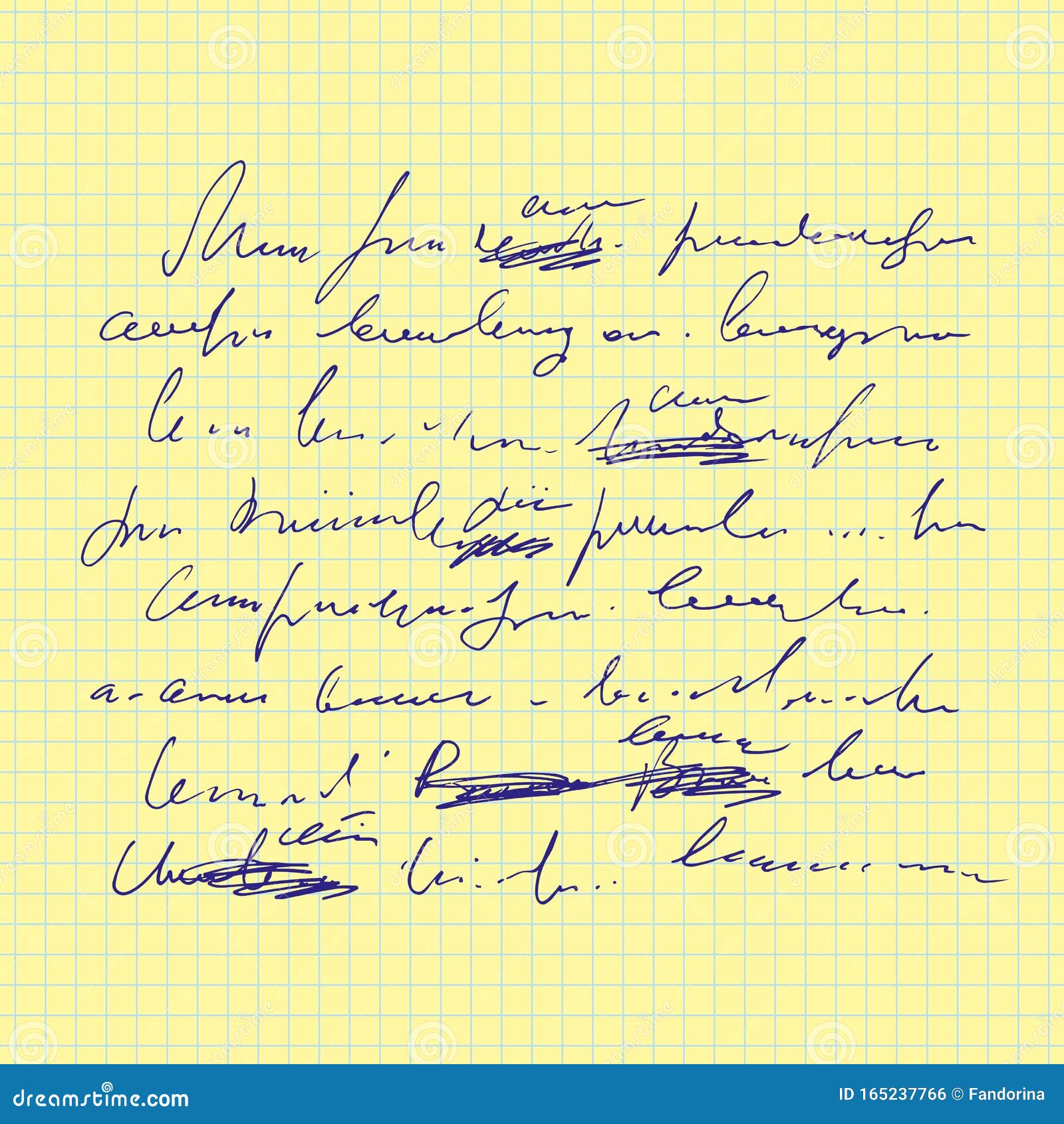 abstract sheet of paper with handwritten text with mistakes and misprints