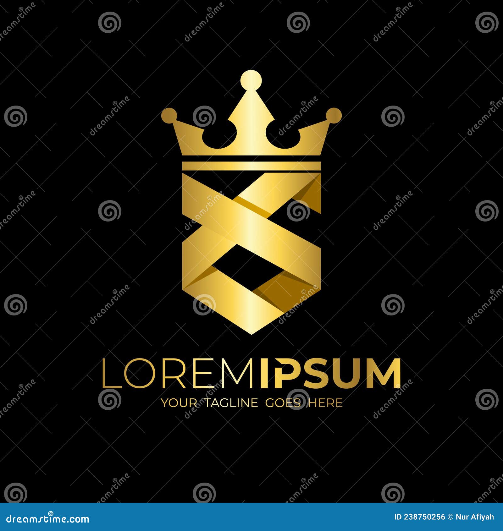 Abstract Shield Logo with Crown Design Combination, Gold Color Stock ...