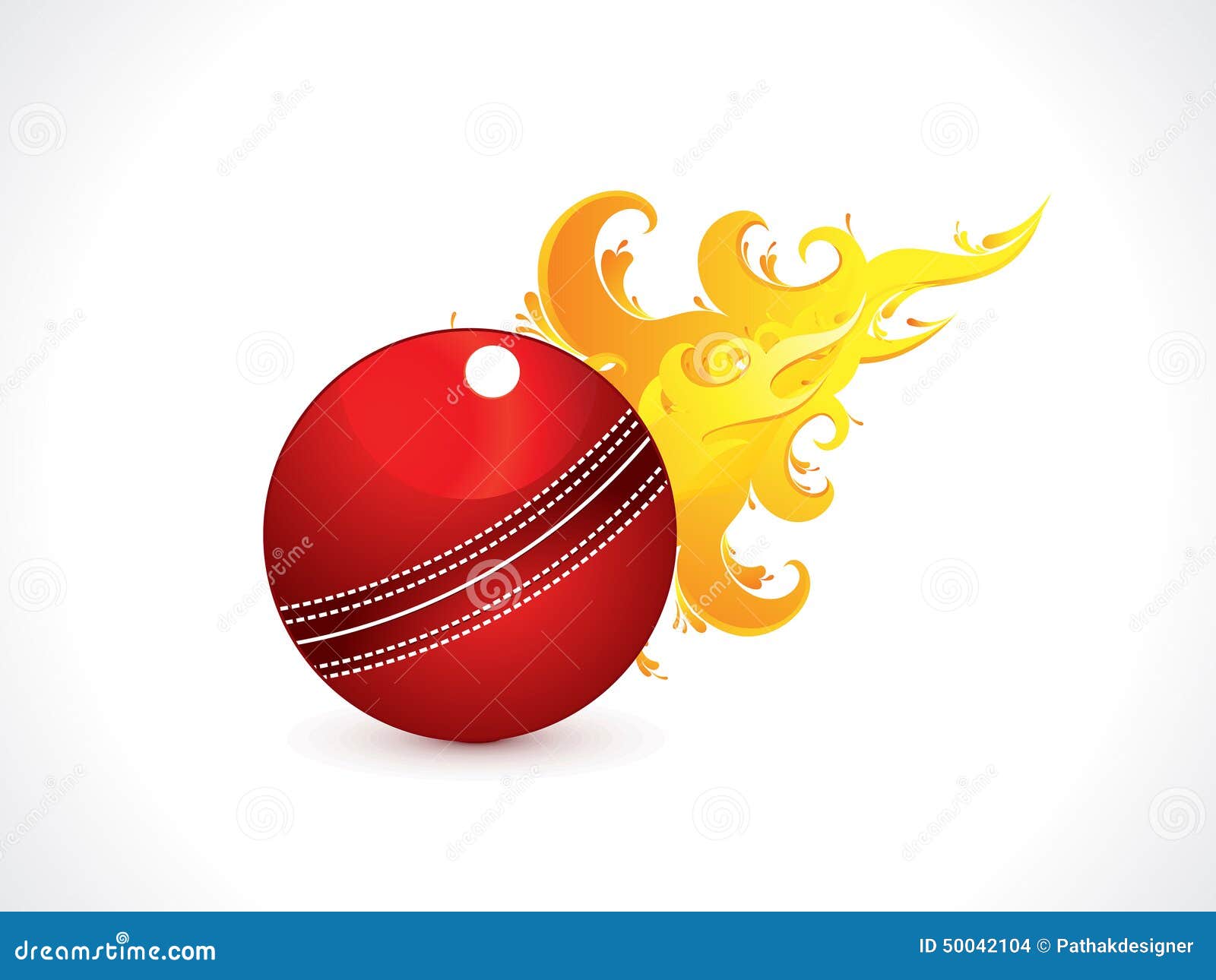 Abstract Shiny Cricket Ball with Fire Stock Vector Illustration of