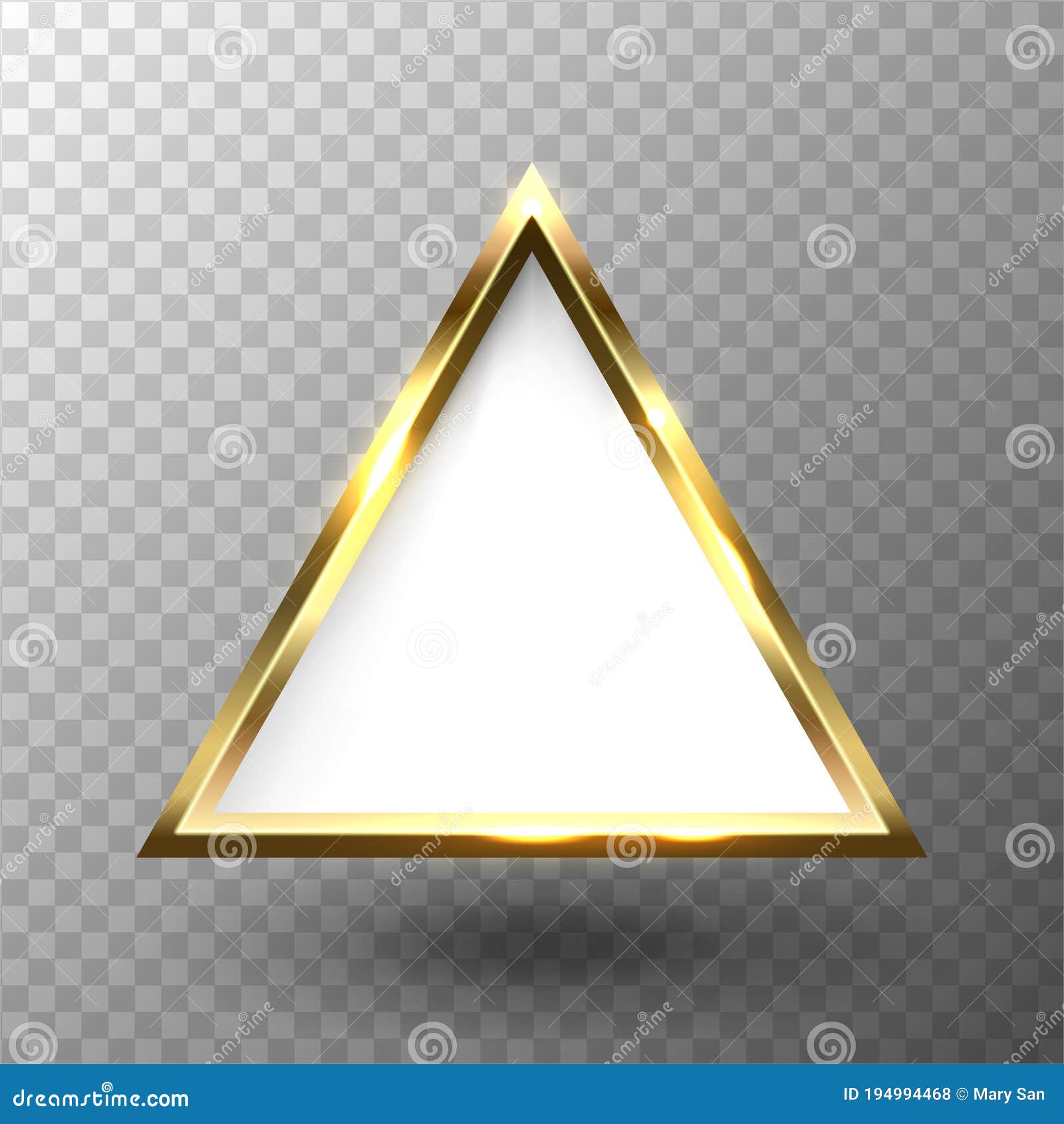 Abstract Shiny Golden Triangle Frame with White Empty Space for Text