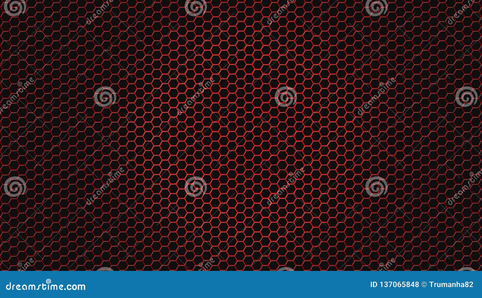 abstract shiny red hexagonal metal mesh in black background