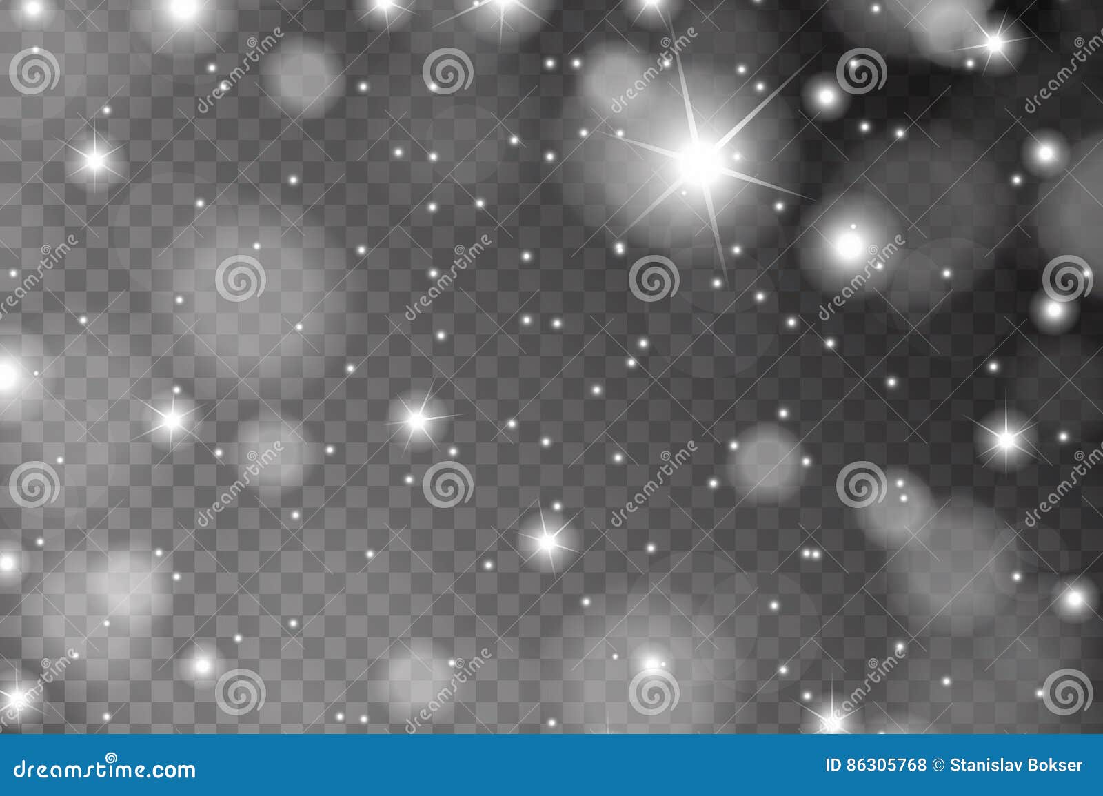 abstract shiny white sparkles and flares effect pattern  on transparent background