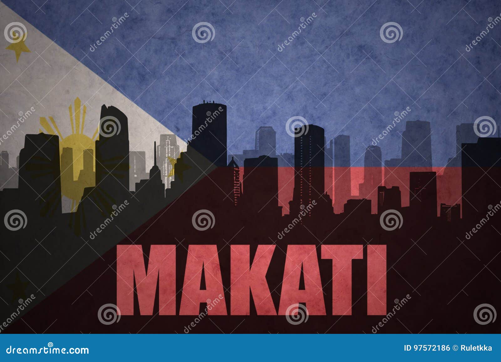 SKU 1001 Makati skyline in watercolor background
