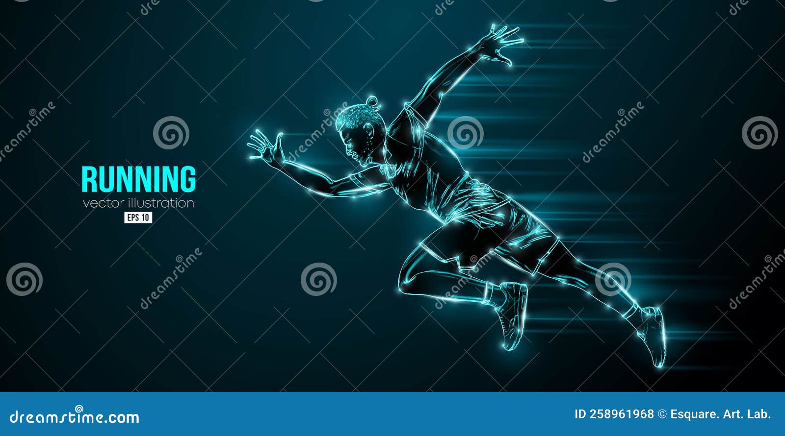 abstract silhouette of a running athlete on black background. runner man are running sprint or marathon. 