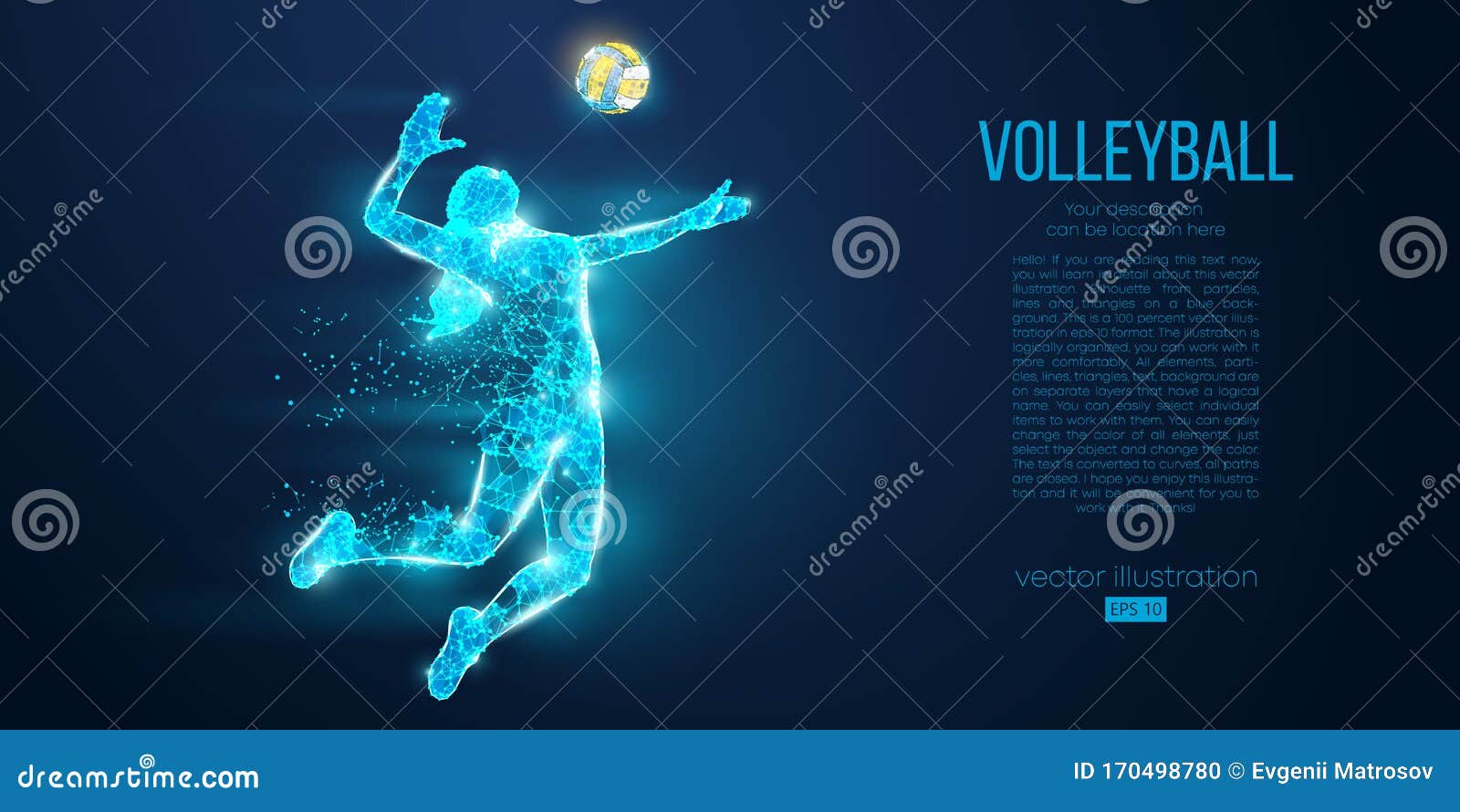 Abstract Silhouette of Volleyball Player Woman, Girl, Female with ...