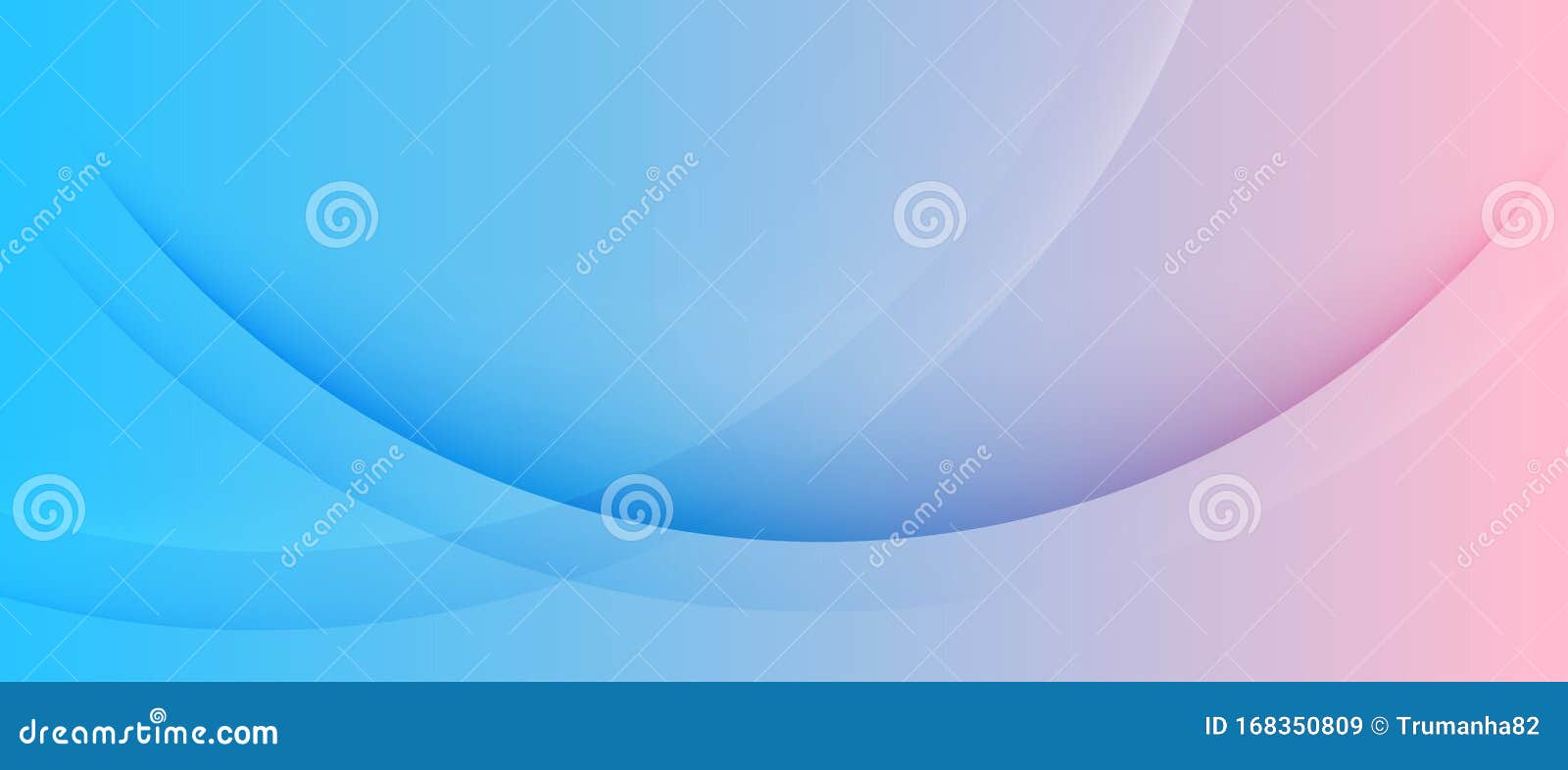 abstract simple curves in pastel blue and pink gradient background banner