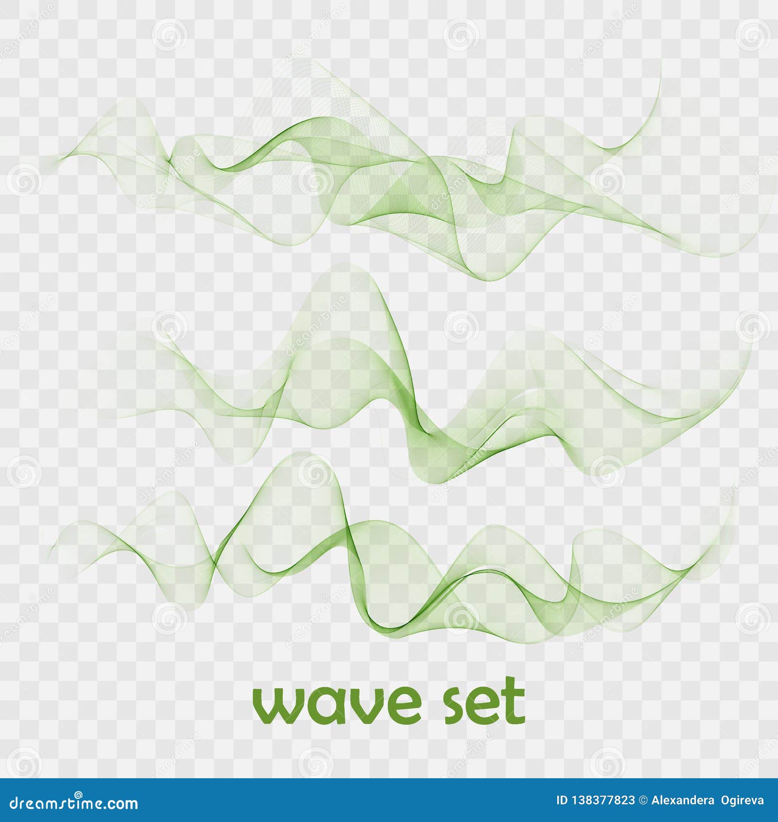 Abstract Smooth Color Wave Vector Set On Transparent Background Set Of Green Wave Stock Vector Illustration Of Curve Flow 138377823