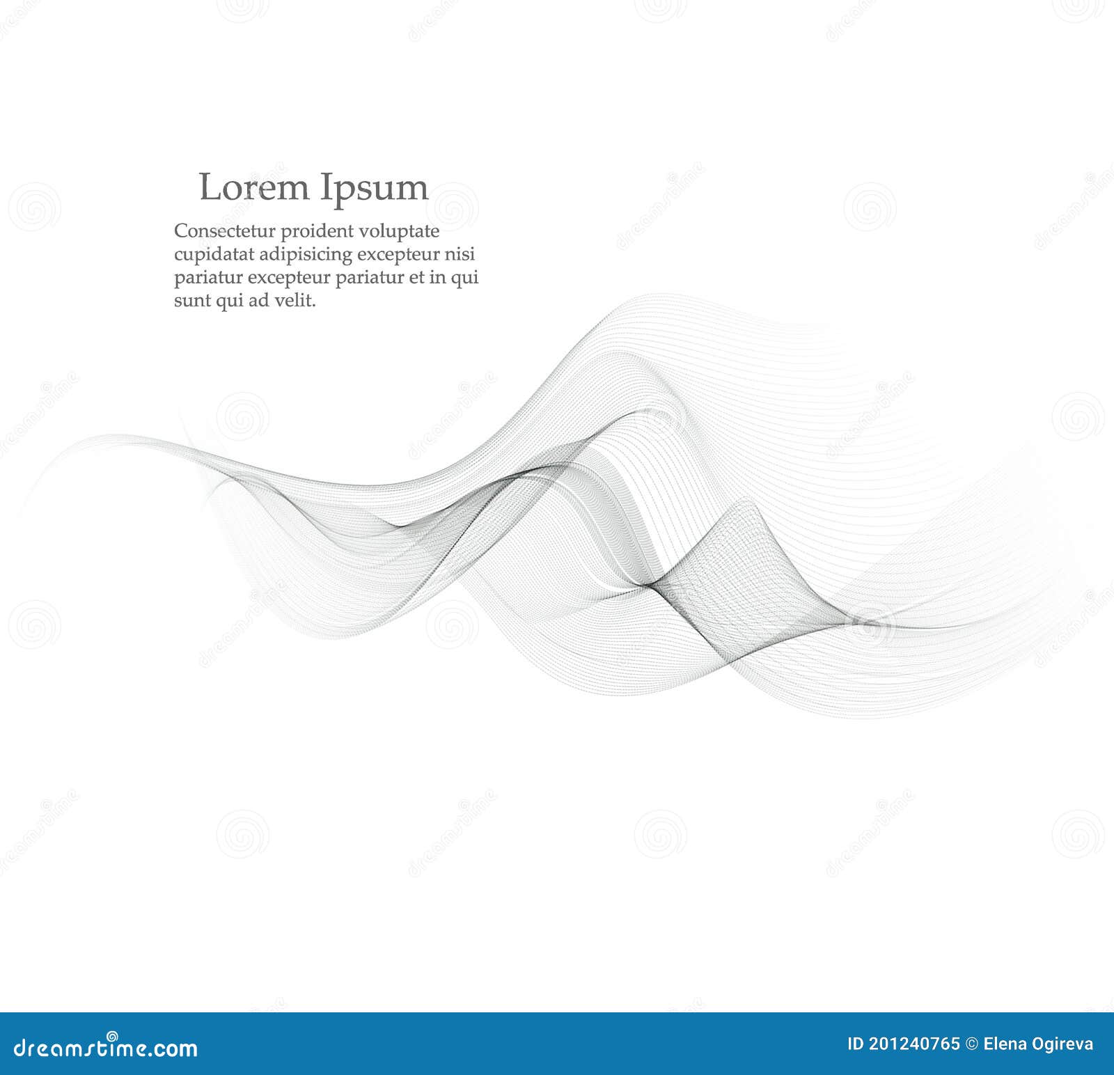 Abstract Smooth Gray Wave Vector. Curve Flow Grey Motion Illustration