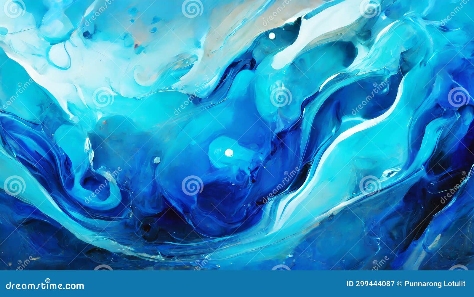 Abstract Smooth Liquid Blue Background Handmade Experimental Art on Digital Art Concept