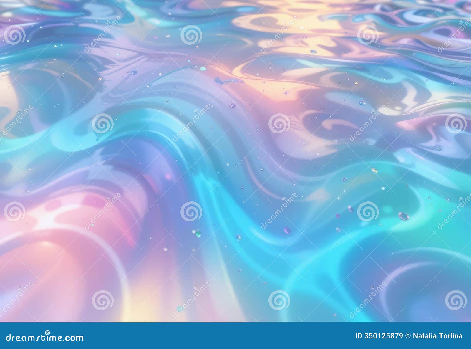 abstract smooth surface with colorful reflective patterns in a fluid 