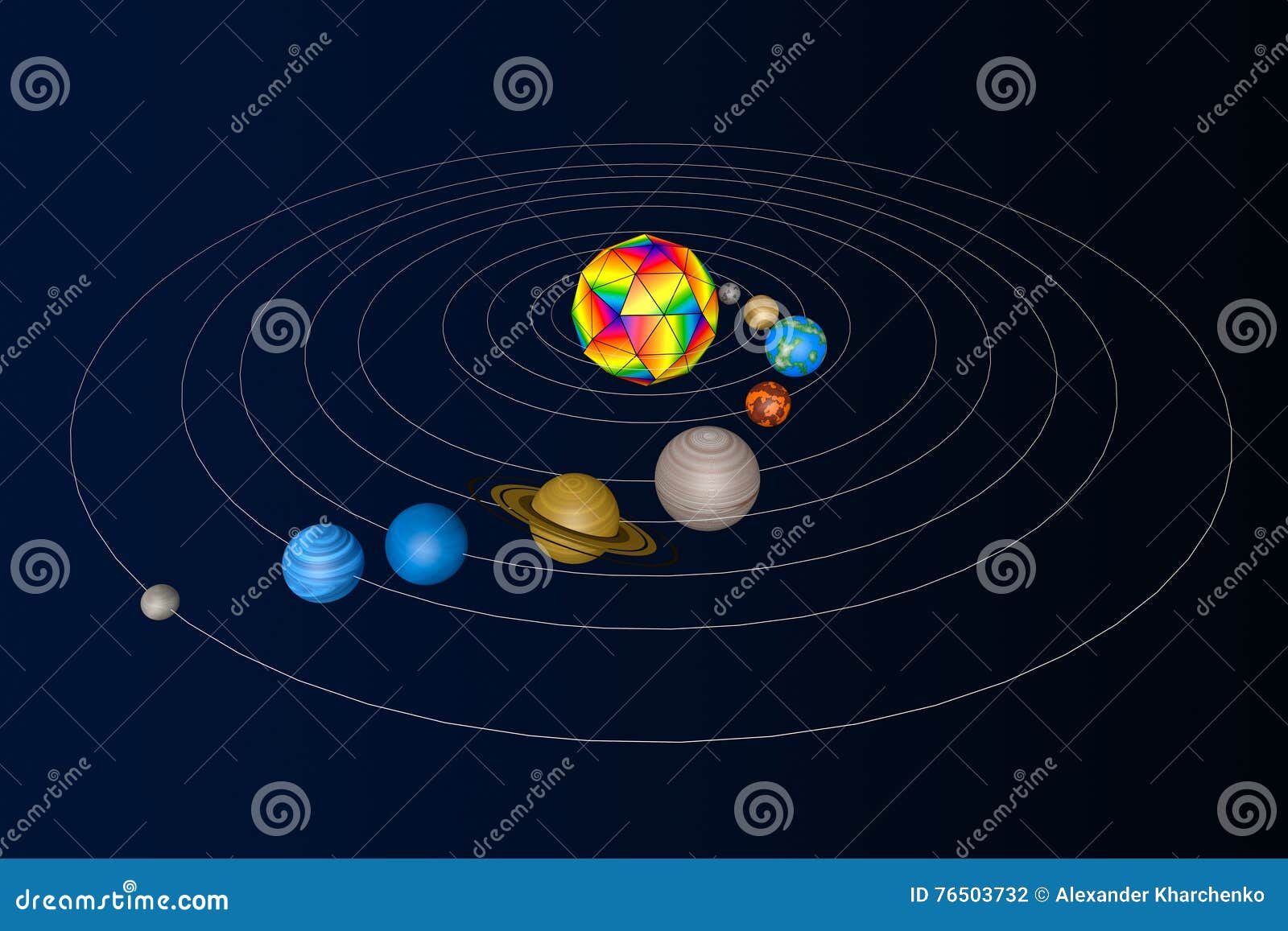 Abstract Solar System With Planets 3d Rendering Stock Illustration Illustration Of 