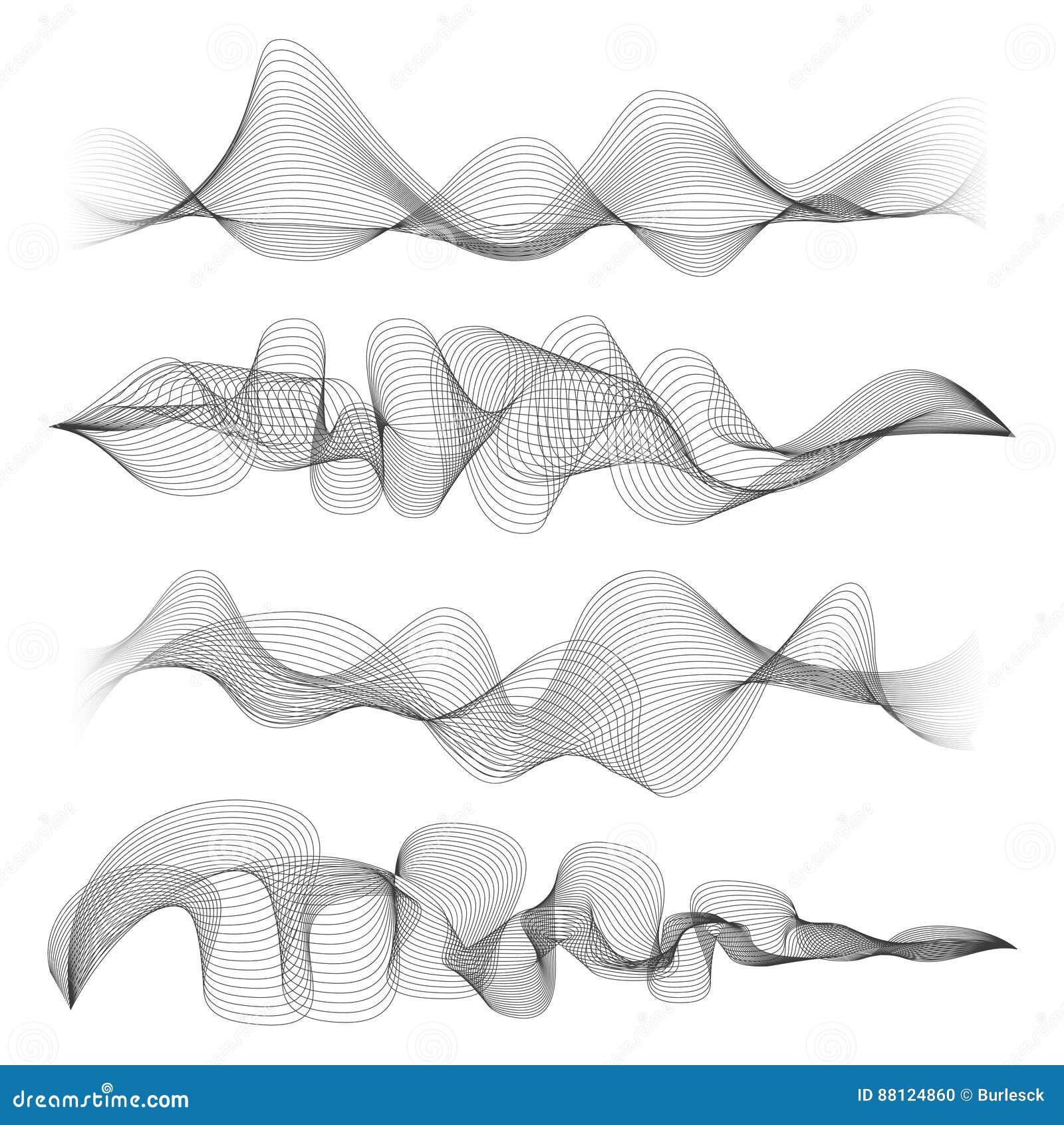 Abstract Sound Waves Isolated on White Background. Digital Music Signal