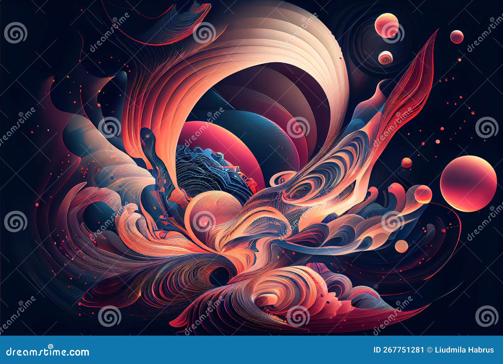 Abstract Space Background with and Outer Space Drawing