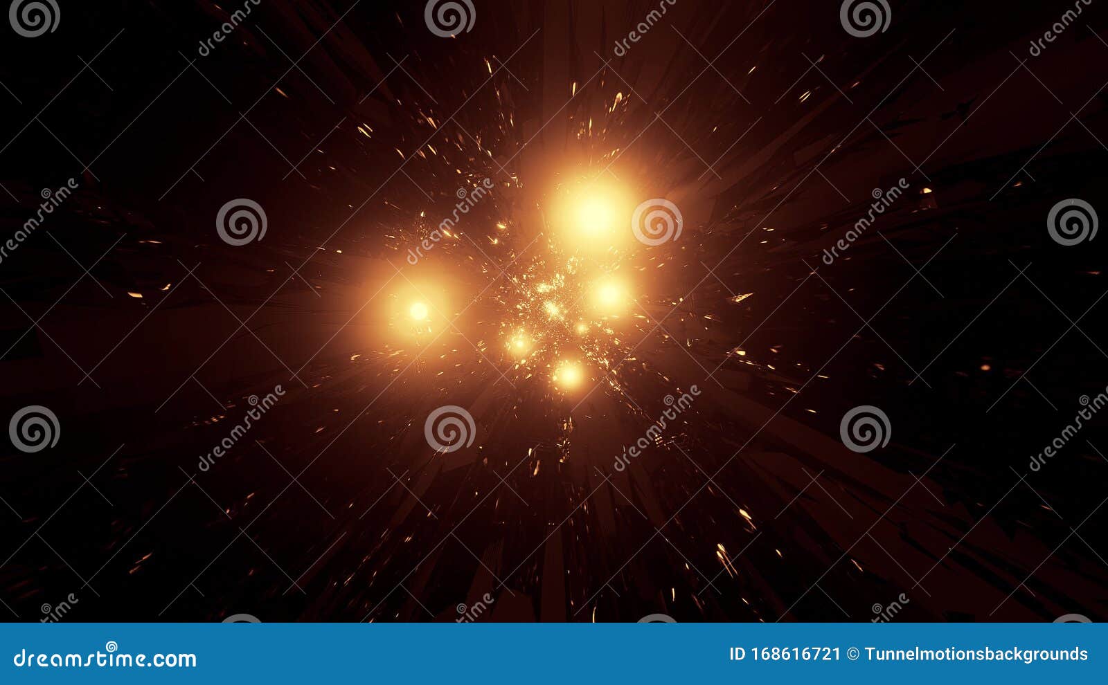 Abstract Space Galaxy Tunnel With Glowing Sphere Planets 3d