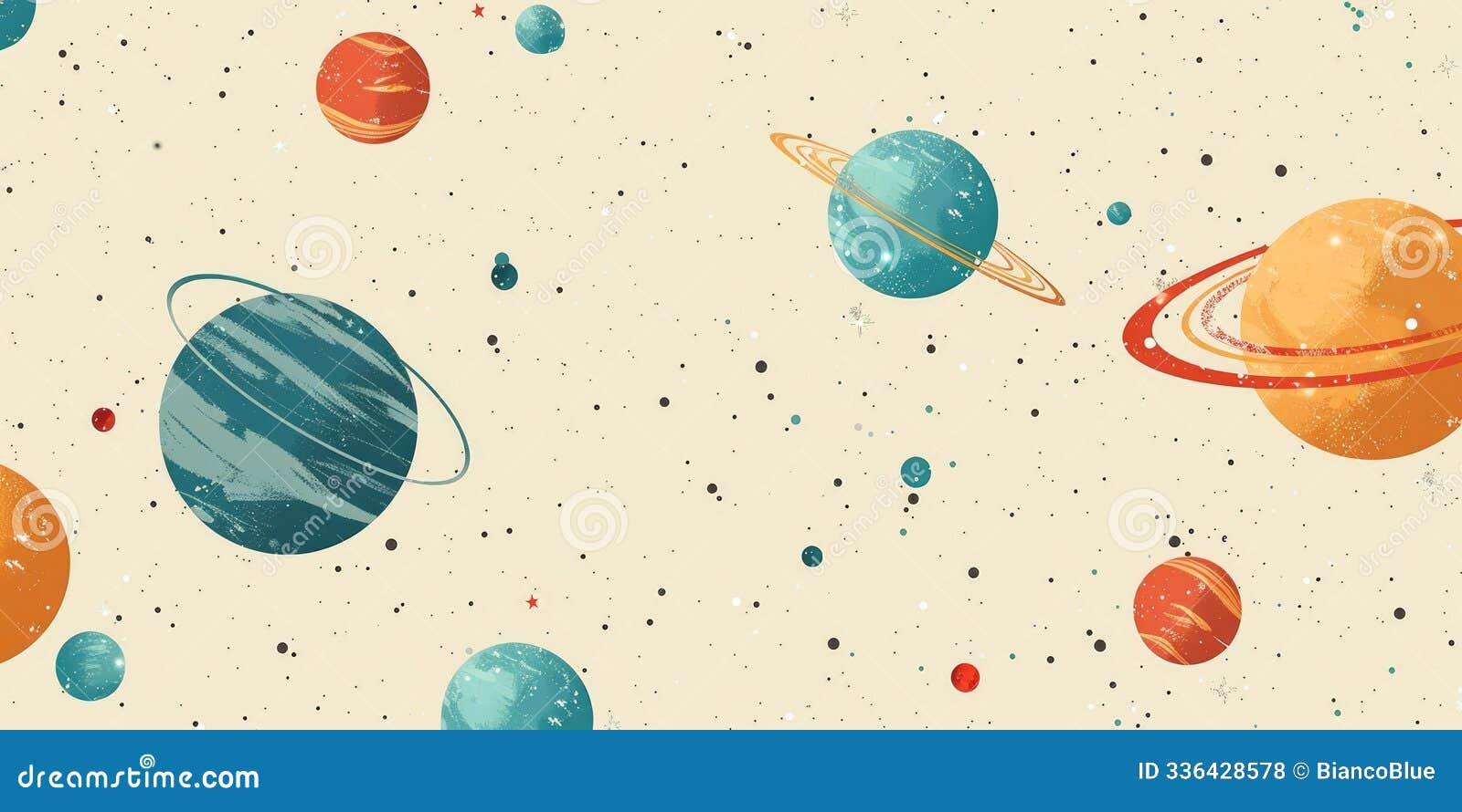 abstract space themed image with colorful planets and waves. digital. aig49.