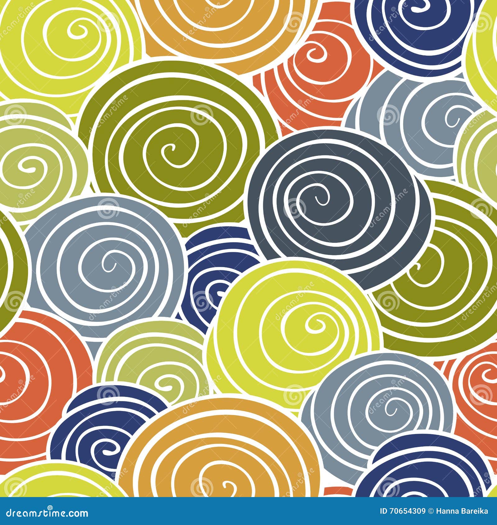 Abstract Spiral Background. Colorful Vector Seamless Pattern. Stock