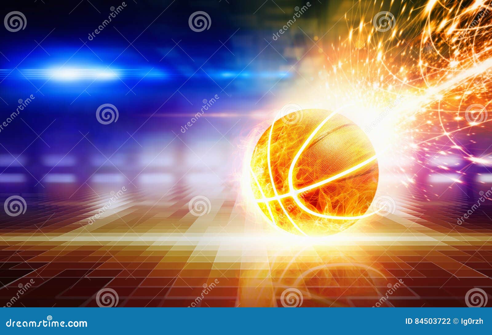 abstract sports background - burning basketball