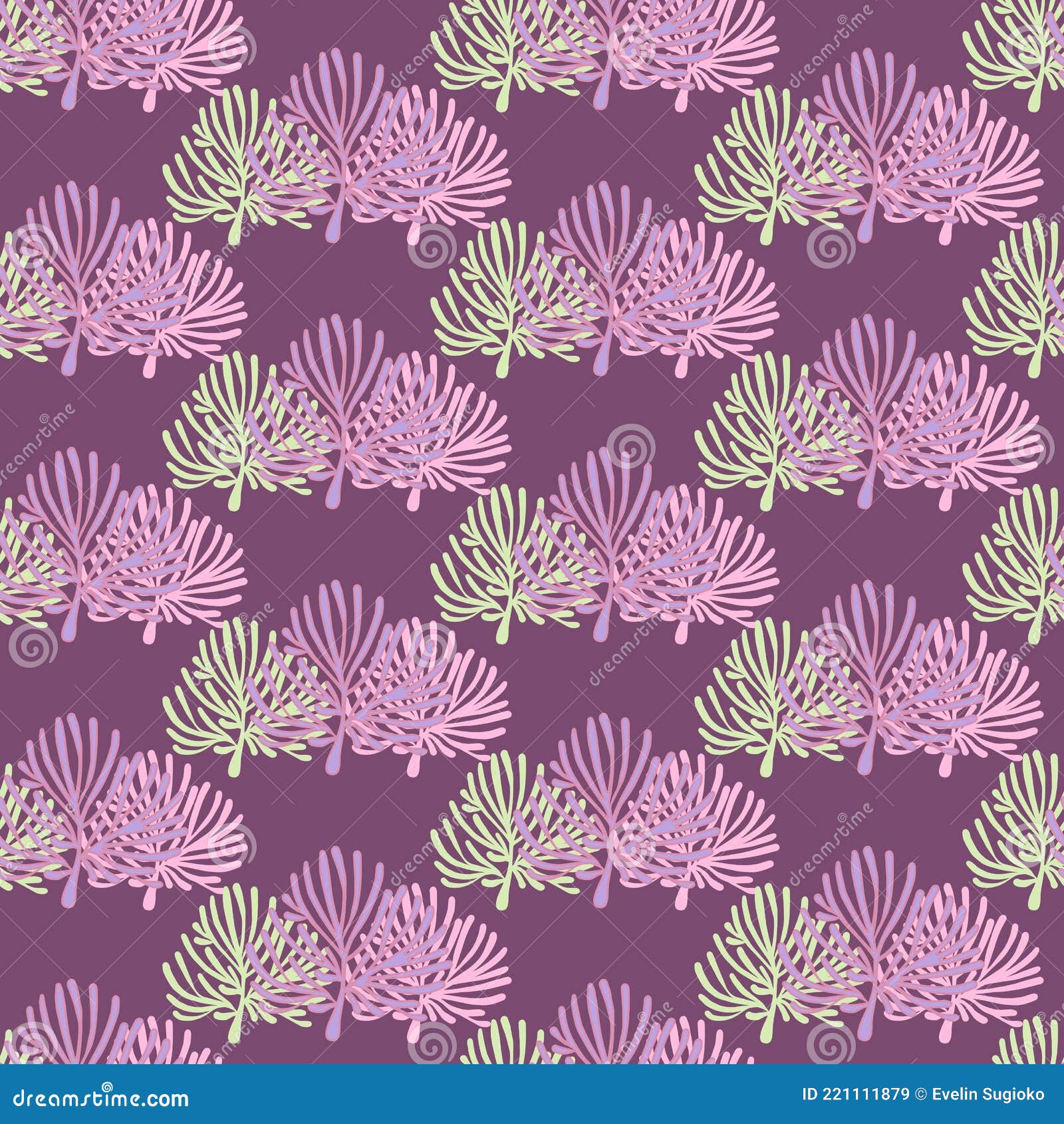 abstract spring forest tree  graphic art seamless pattern