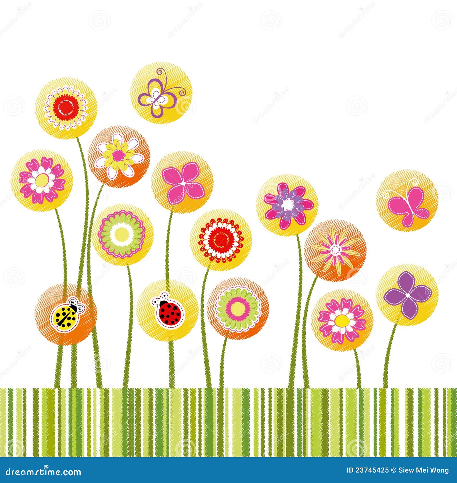 abstract springtime colorful flower greeting card