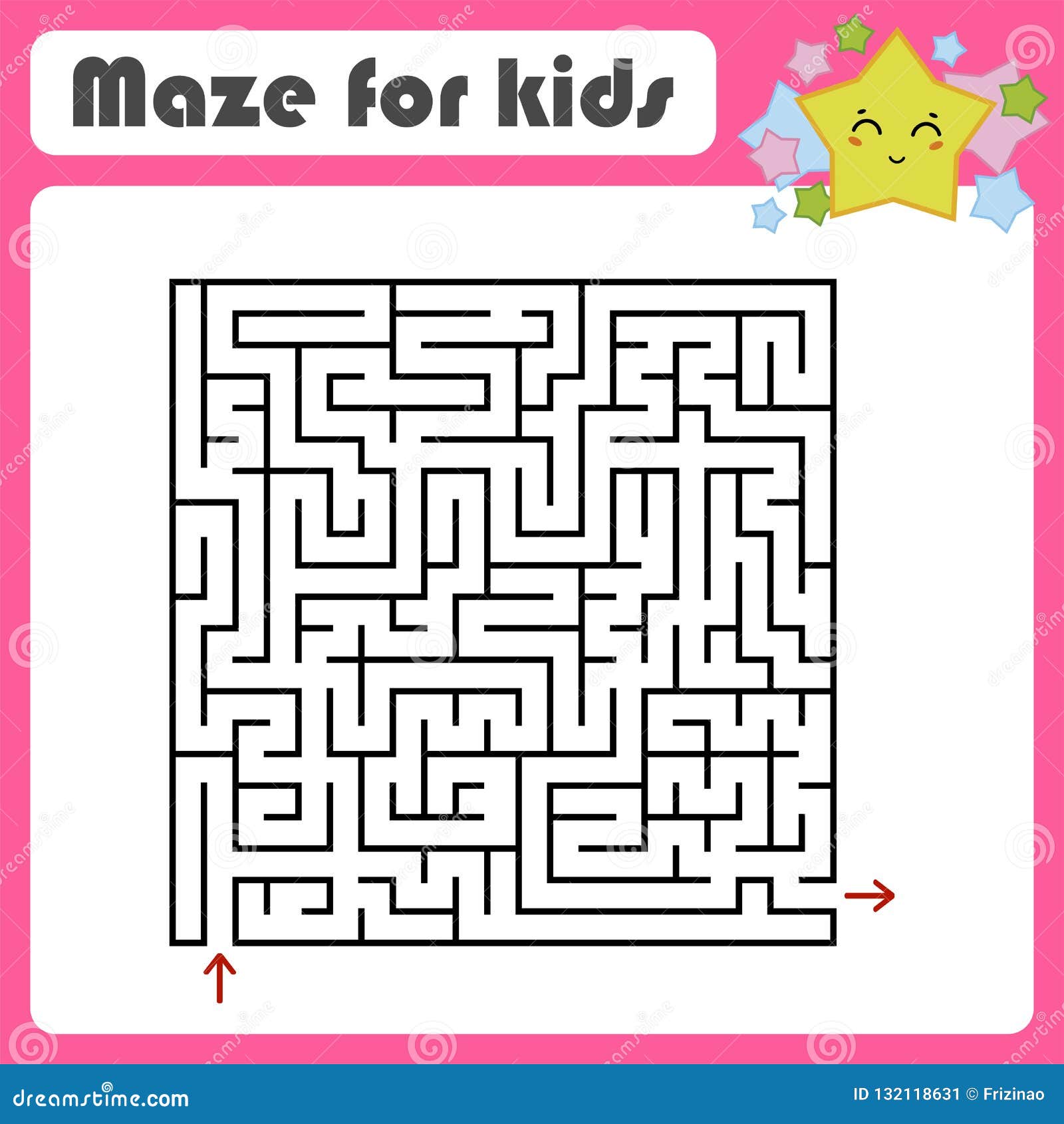 Abstract Square Maze. Kids Worksheets. Activity Page. Game Puzzle For 