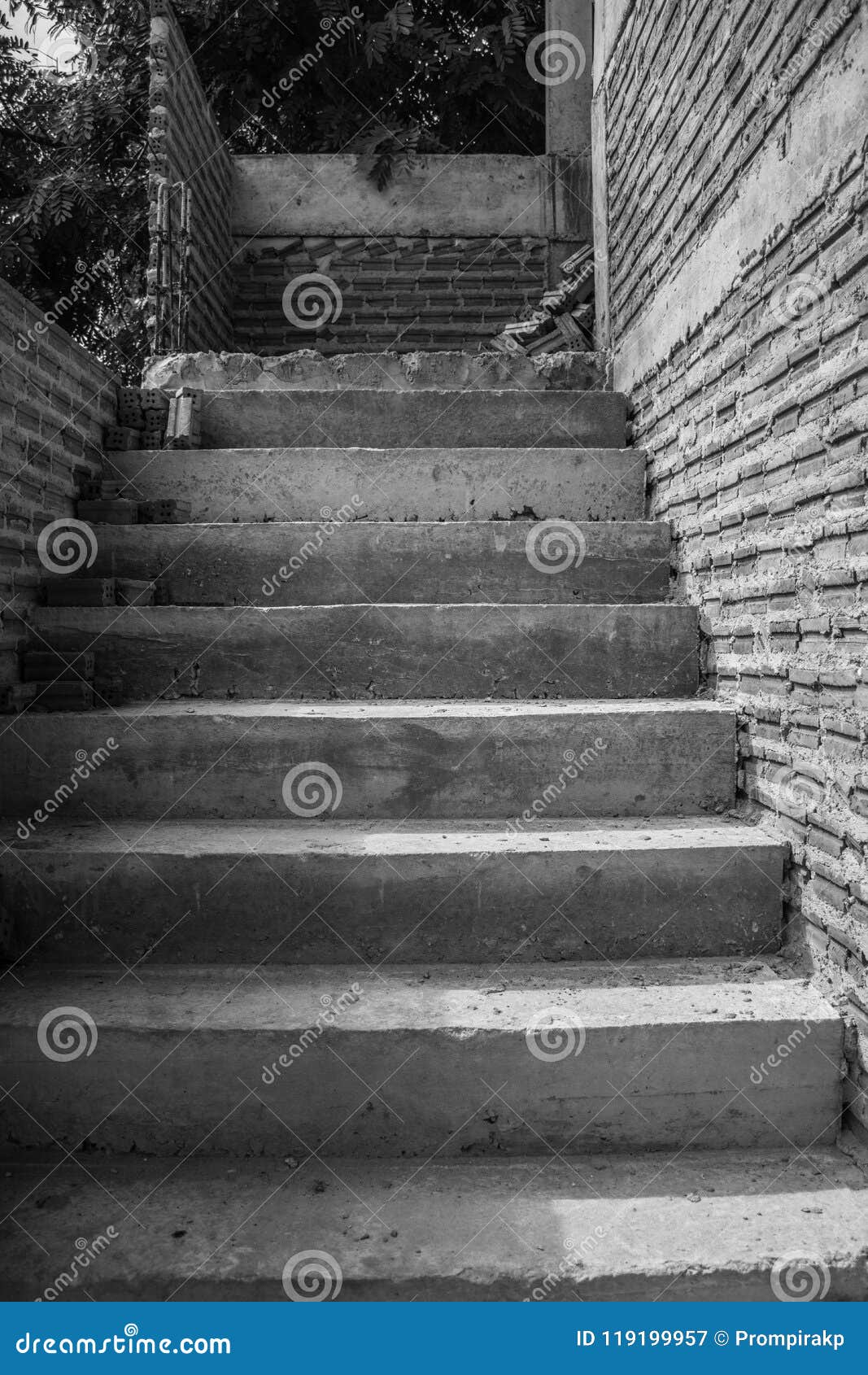 Abstract Stairs and Brick Wall Under Construction Stock Image Image