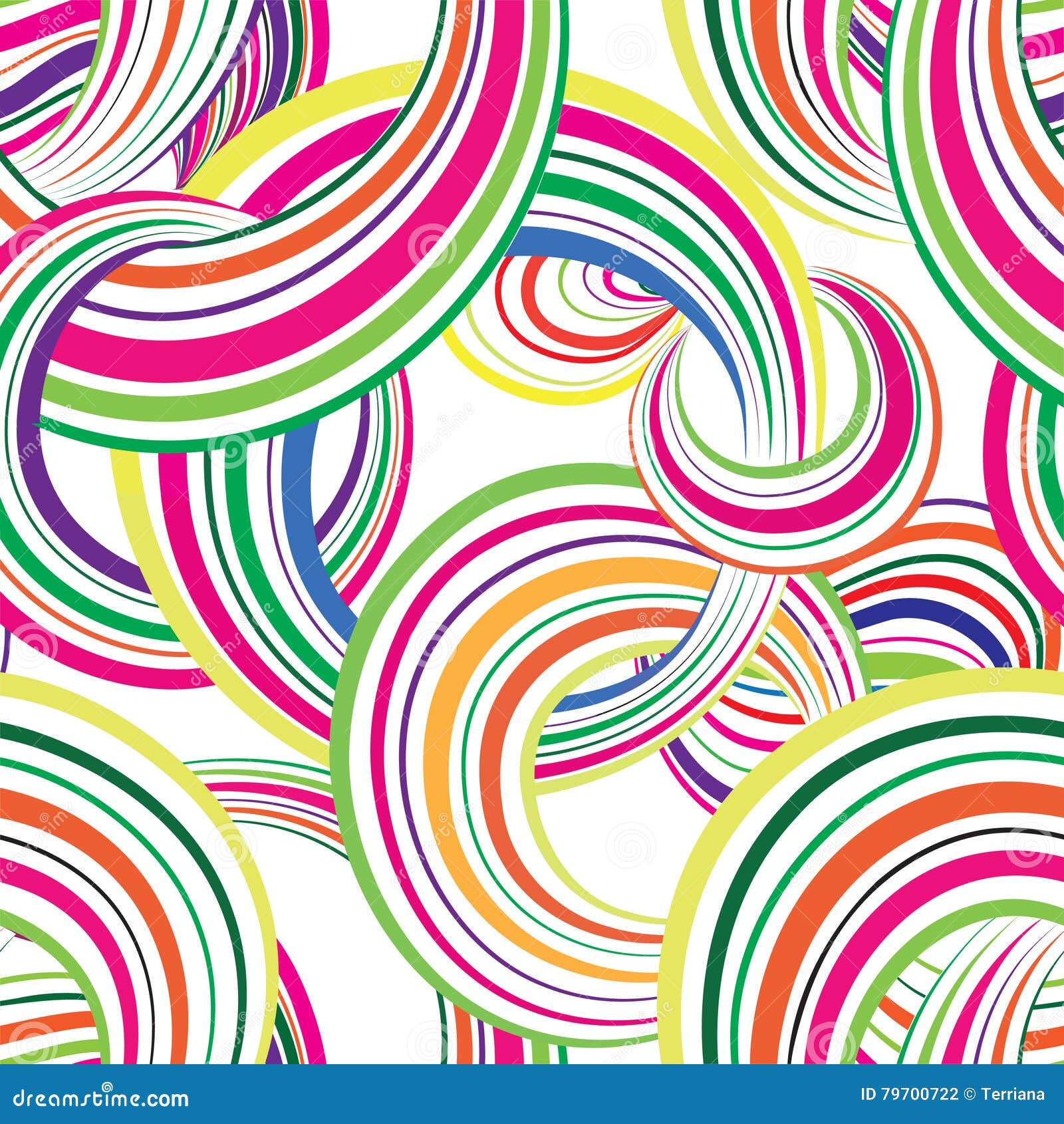 Abstract Striped Multicolor Circle Seamless Pattern. Bubble Background ...