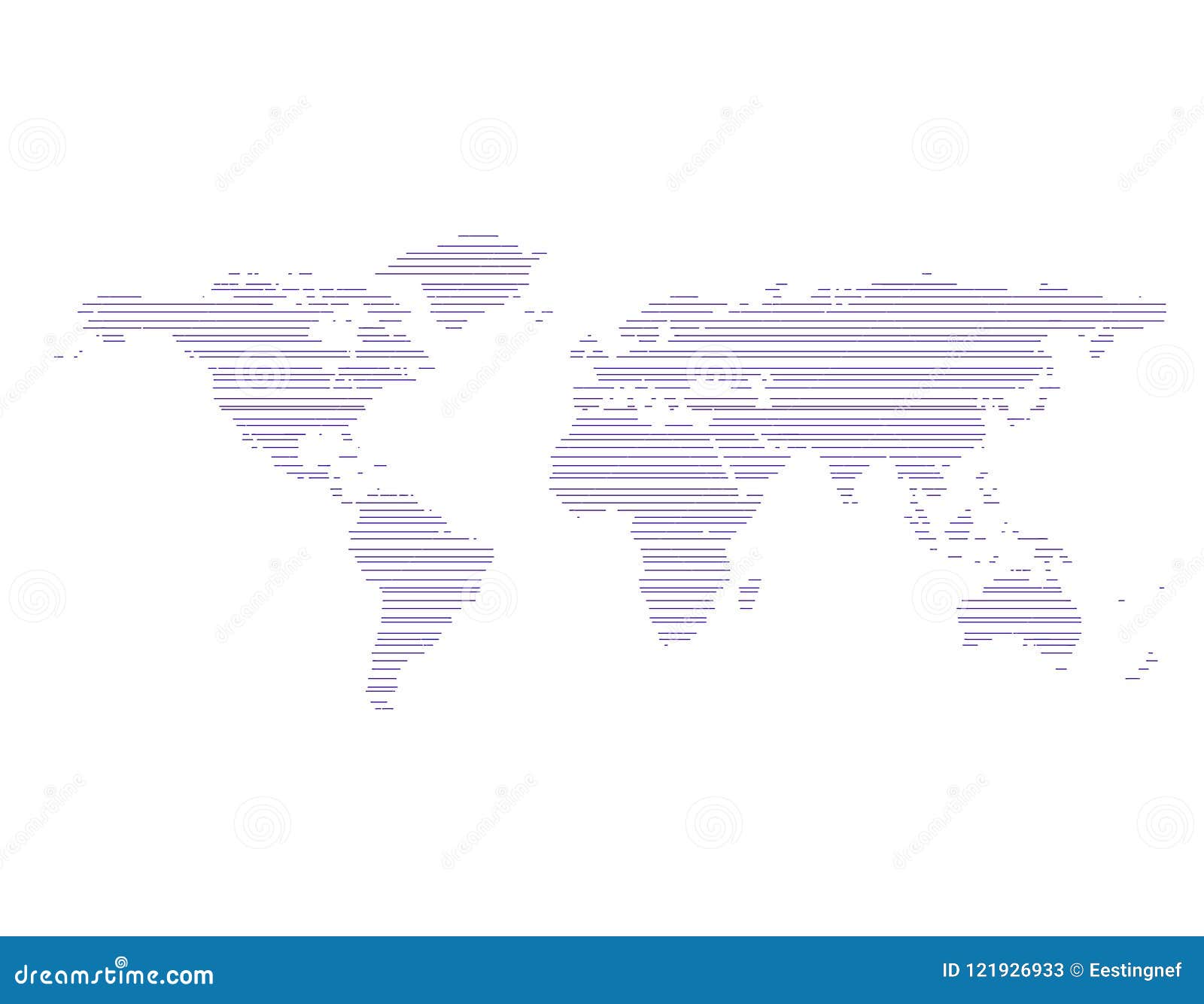 Abstract Striped World Map Isolated On White Background Vector Stock