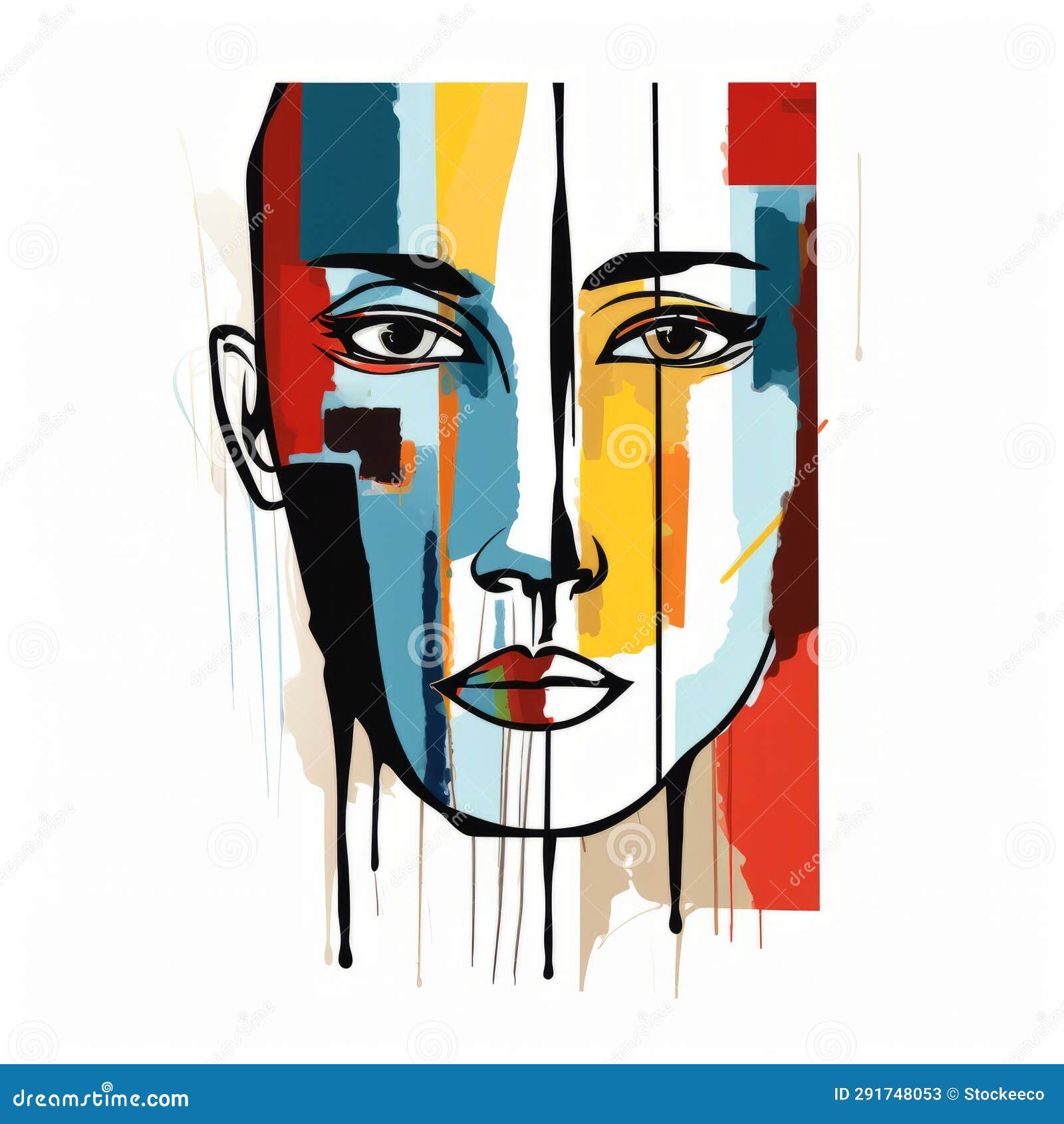 abstract stripes  : artistic expressionism of a woman's face