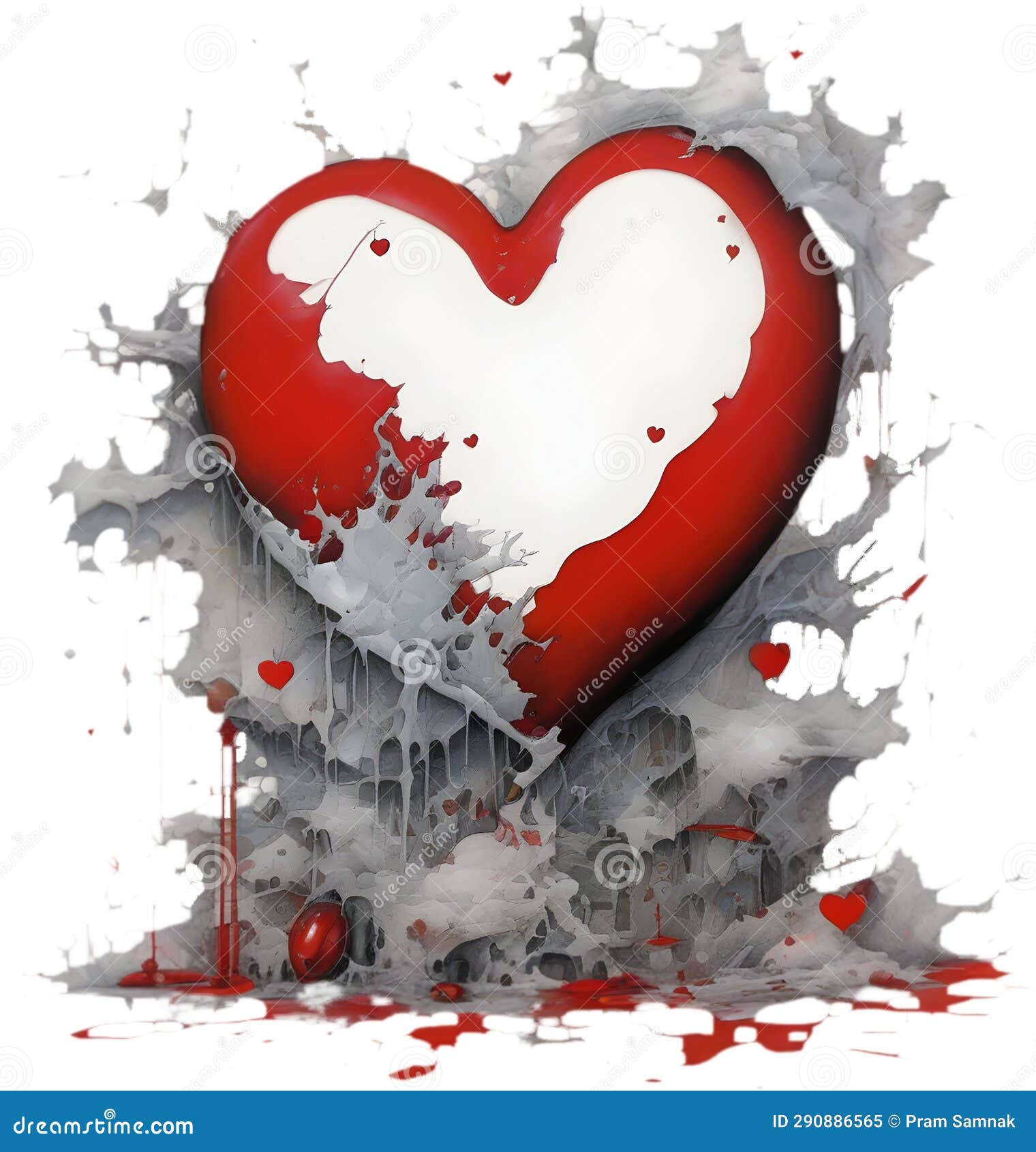 Abstract Symbol of Heartbreak from Love. AIGenerated. Stock