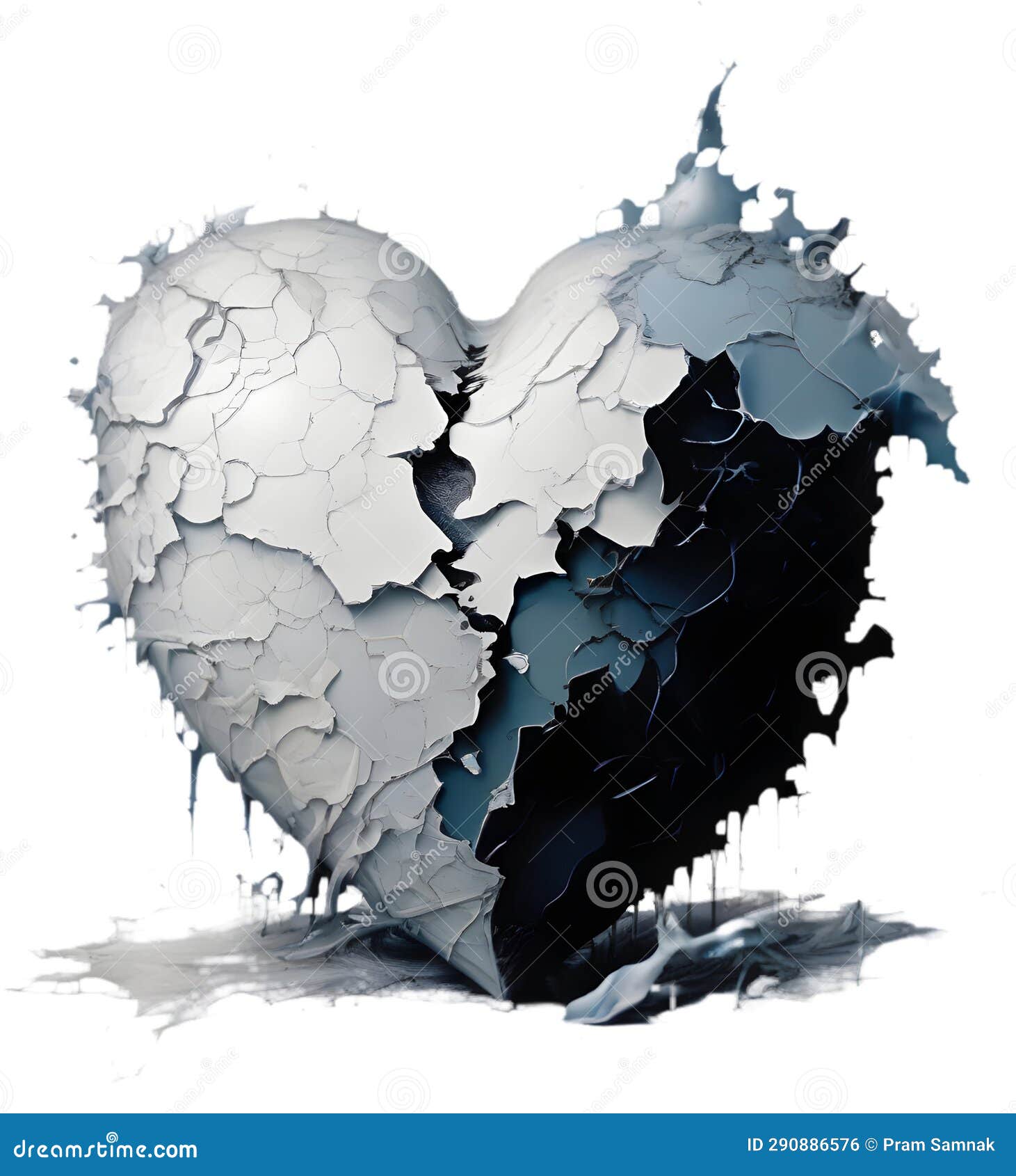 Abstract Symbol of Heartbreak from Love. AIGenerated. Stock