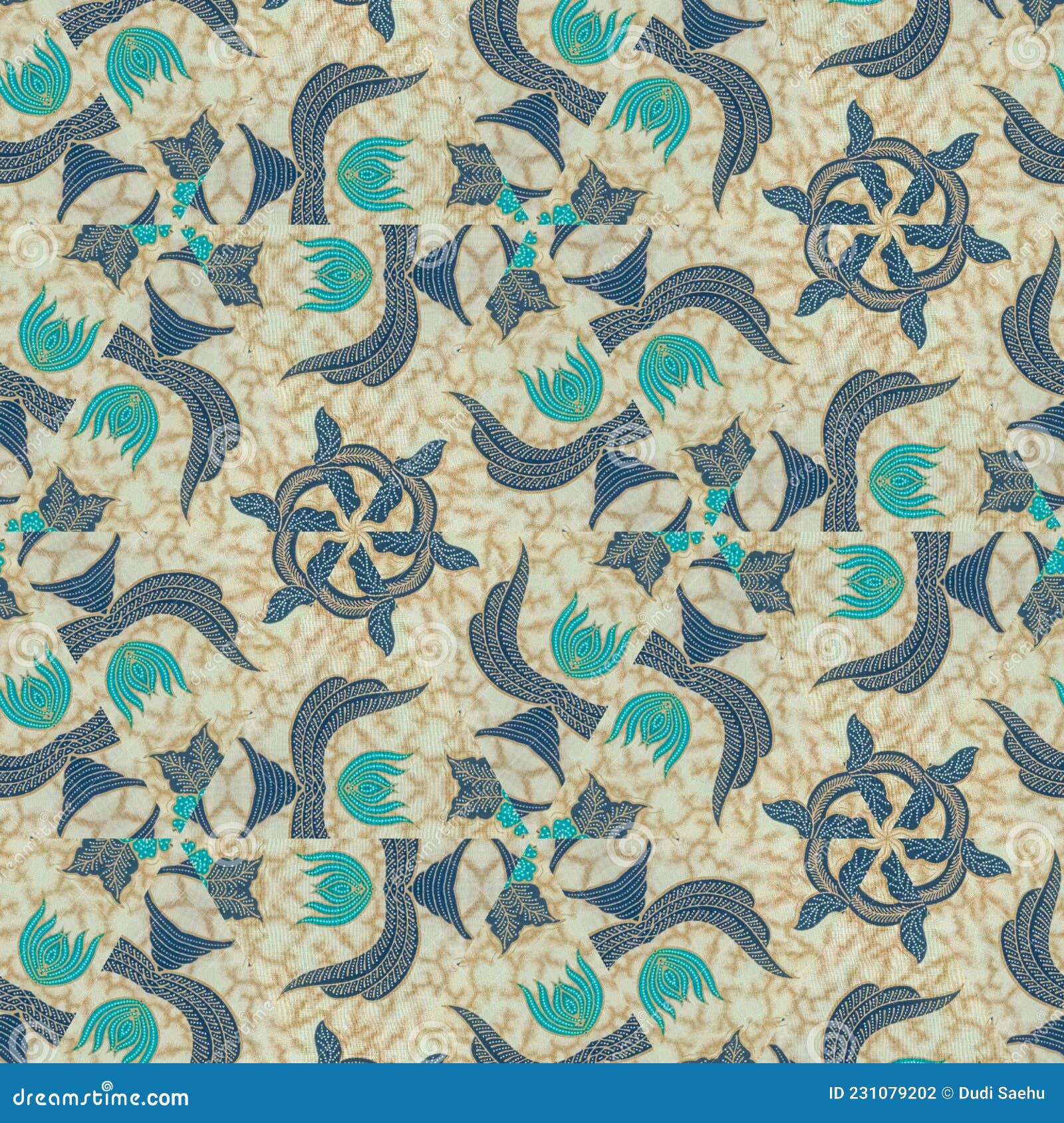 Abstract Symmetrical Pattern of Indonesian Batik in Beige Color, Floral ...