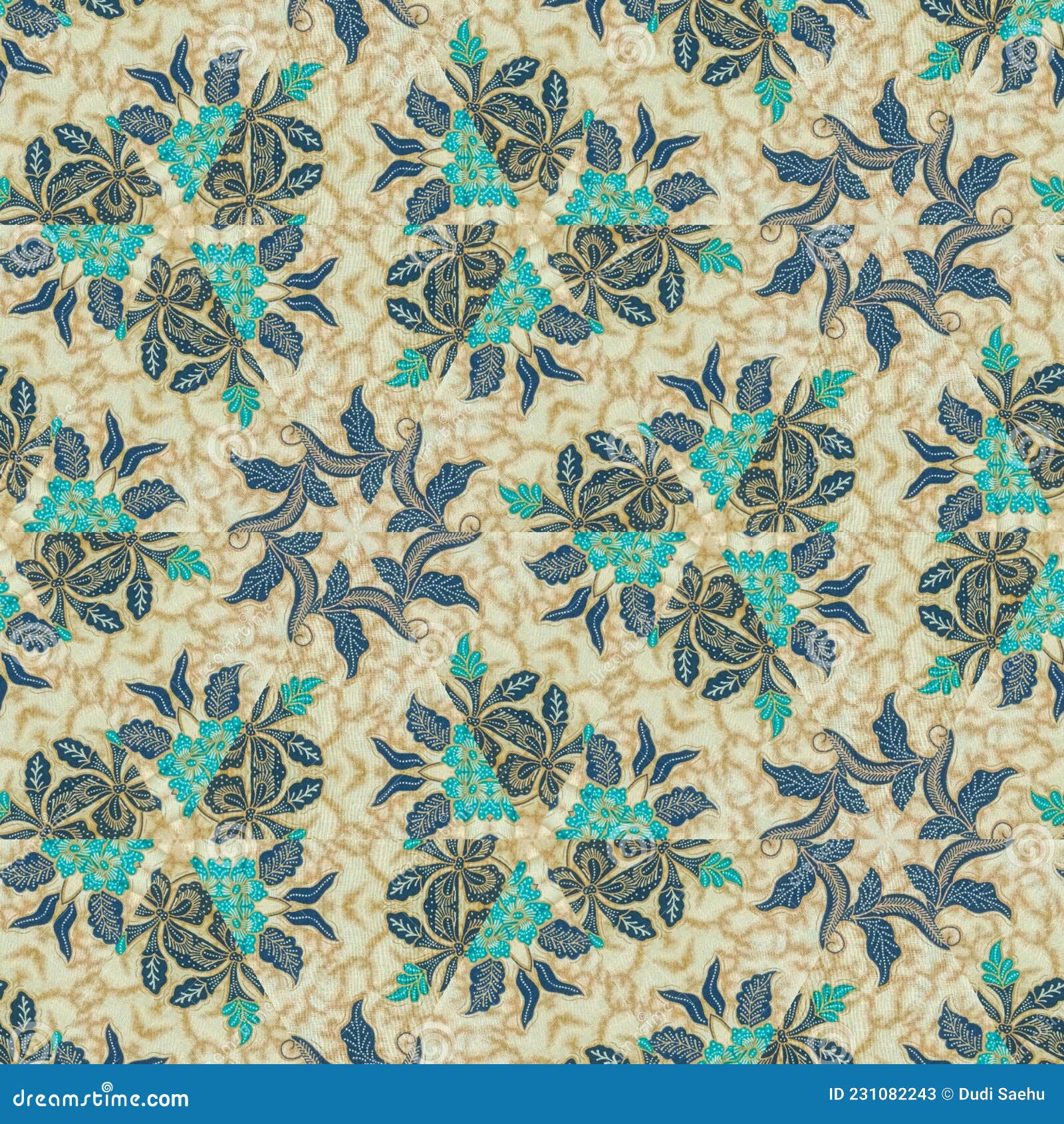 Abstract Symmetrical Pattern of Indonesian Batik in Beige Color, Floral ...