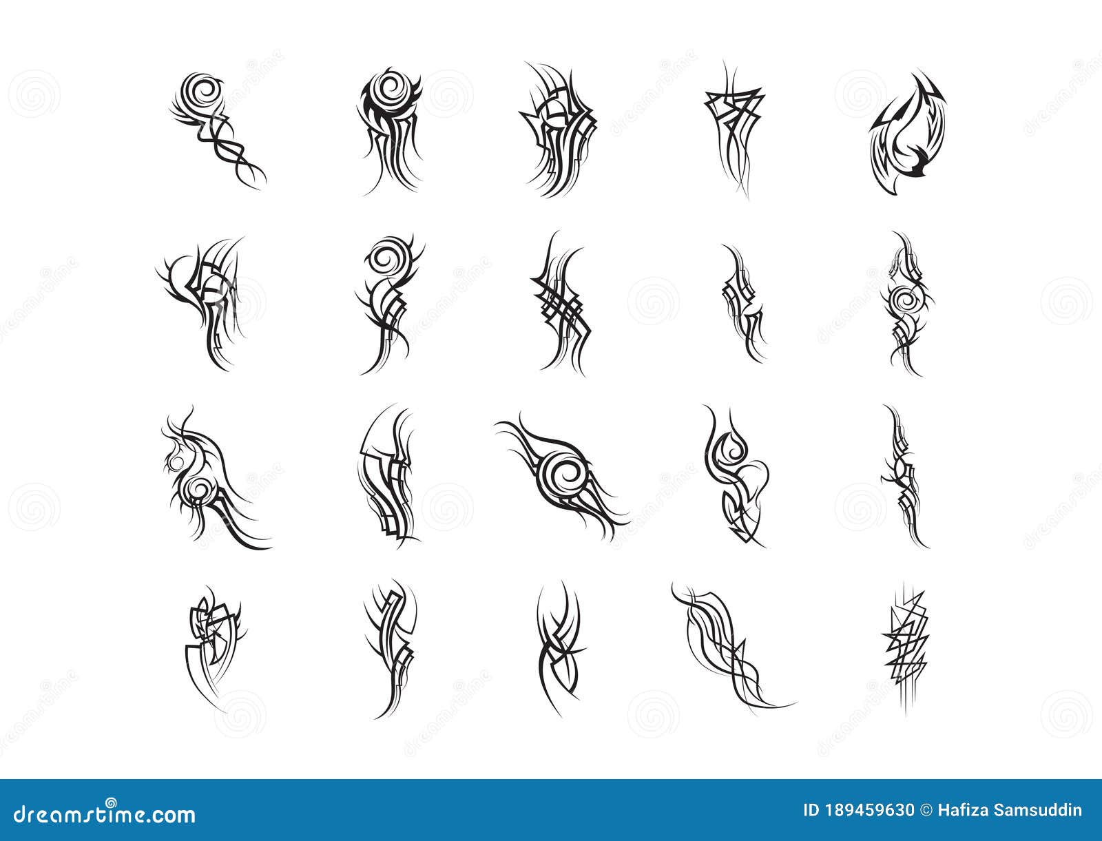 Abstract Tattoo Design Set. Vector Illustration Decorative Design Stock Vector - Illustration of elements, icons: 189459630