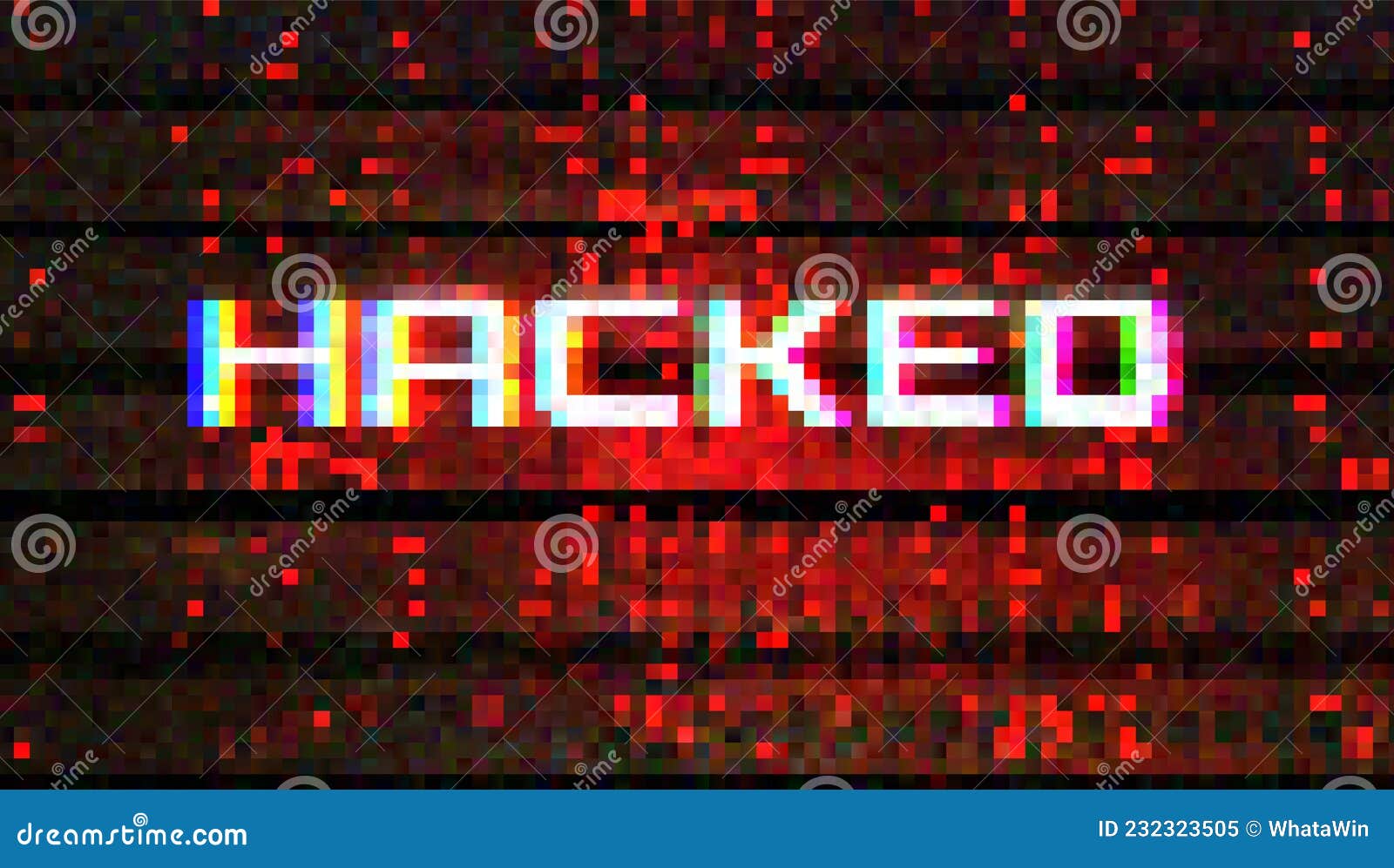 abstract technology binary code red background with title hacked