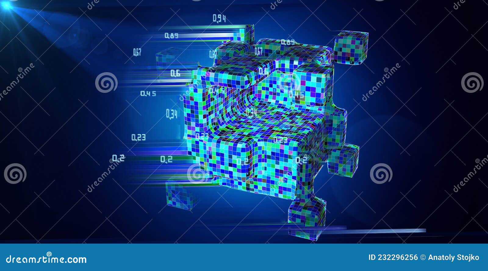 Abstract Technology Background With Color Grid Of Poly Cube And Spot On ...