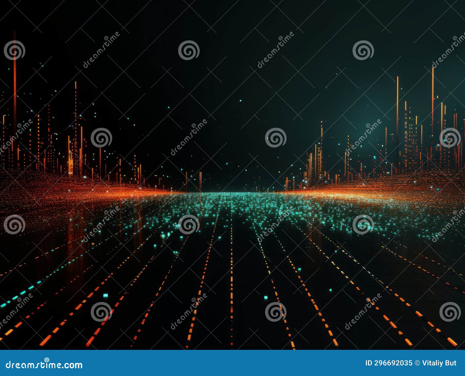 Abstract Scifi Green and Red Background, Concept of Digital Future., AI Stock Image Image of