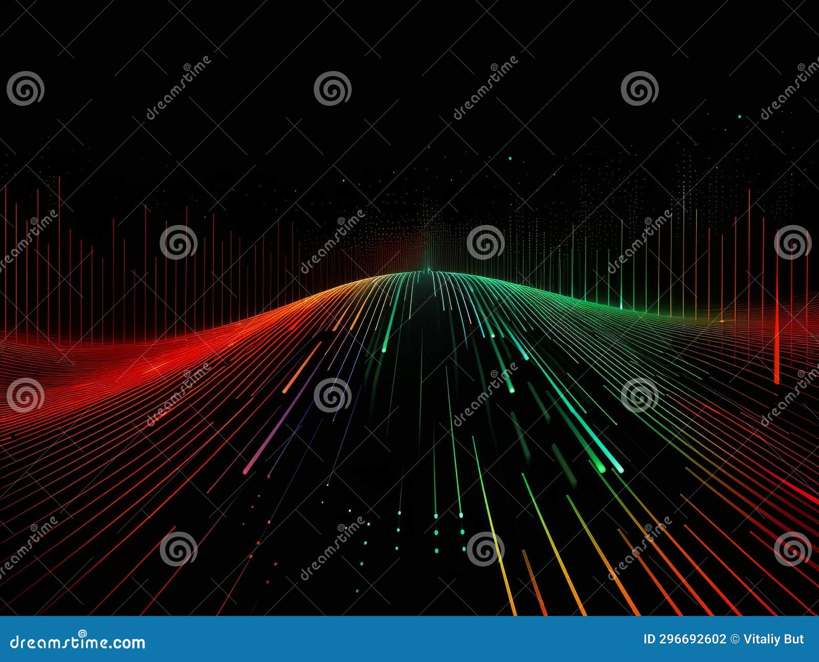 Abstract Scifi Green and Red Background, Concept of Digital Future., AI Stock Photo Image of
