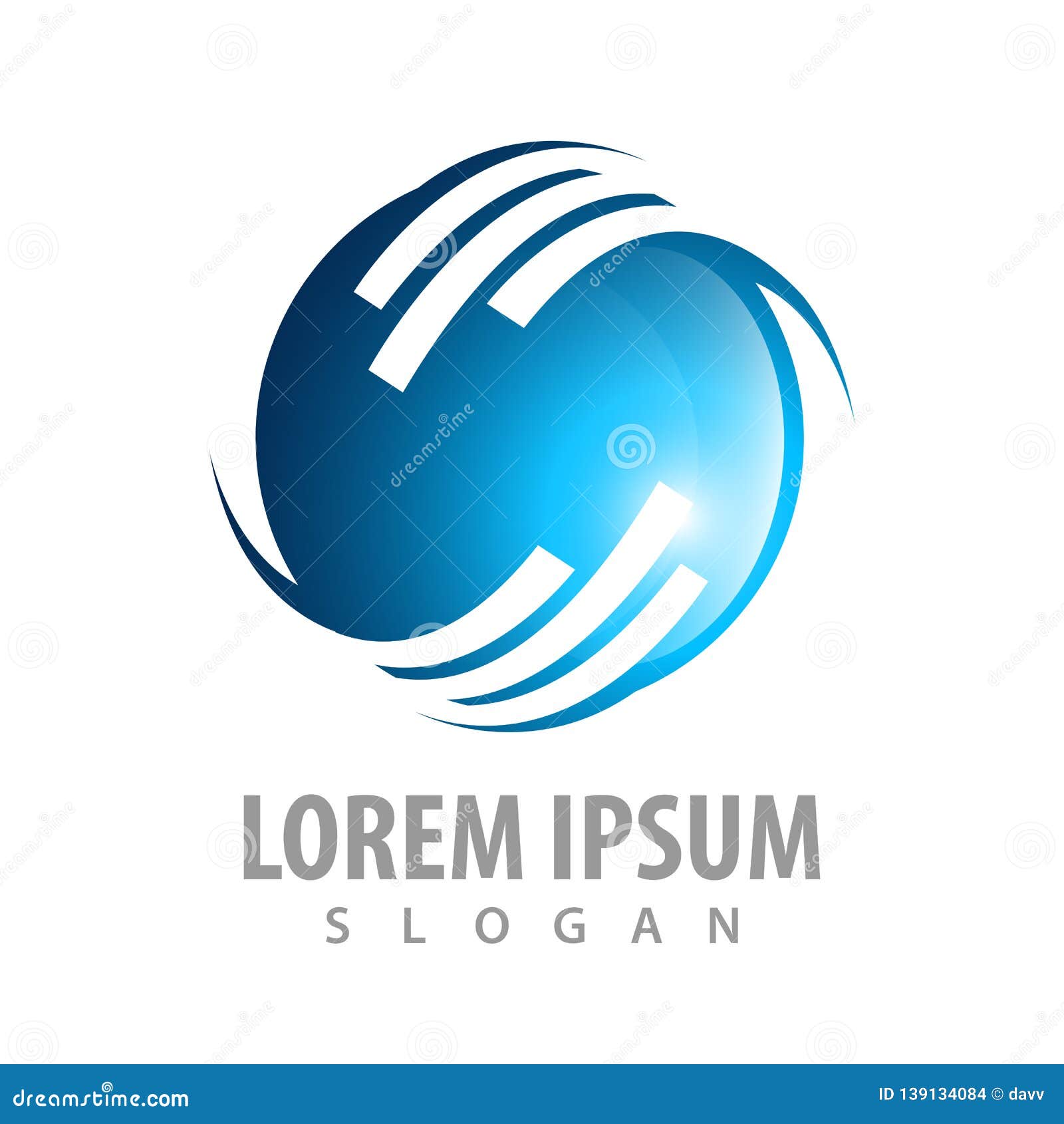 Abstract Technology World Blue Sphere Logo Concept Design. Symbol