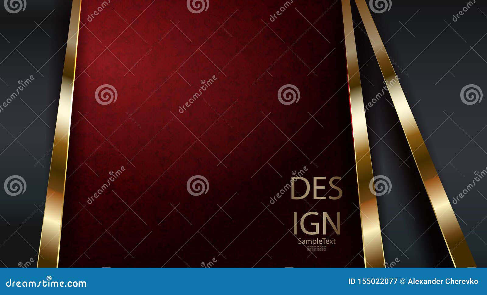 Abstract Textural Red Background with Gold Stripes Stock Vector