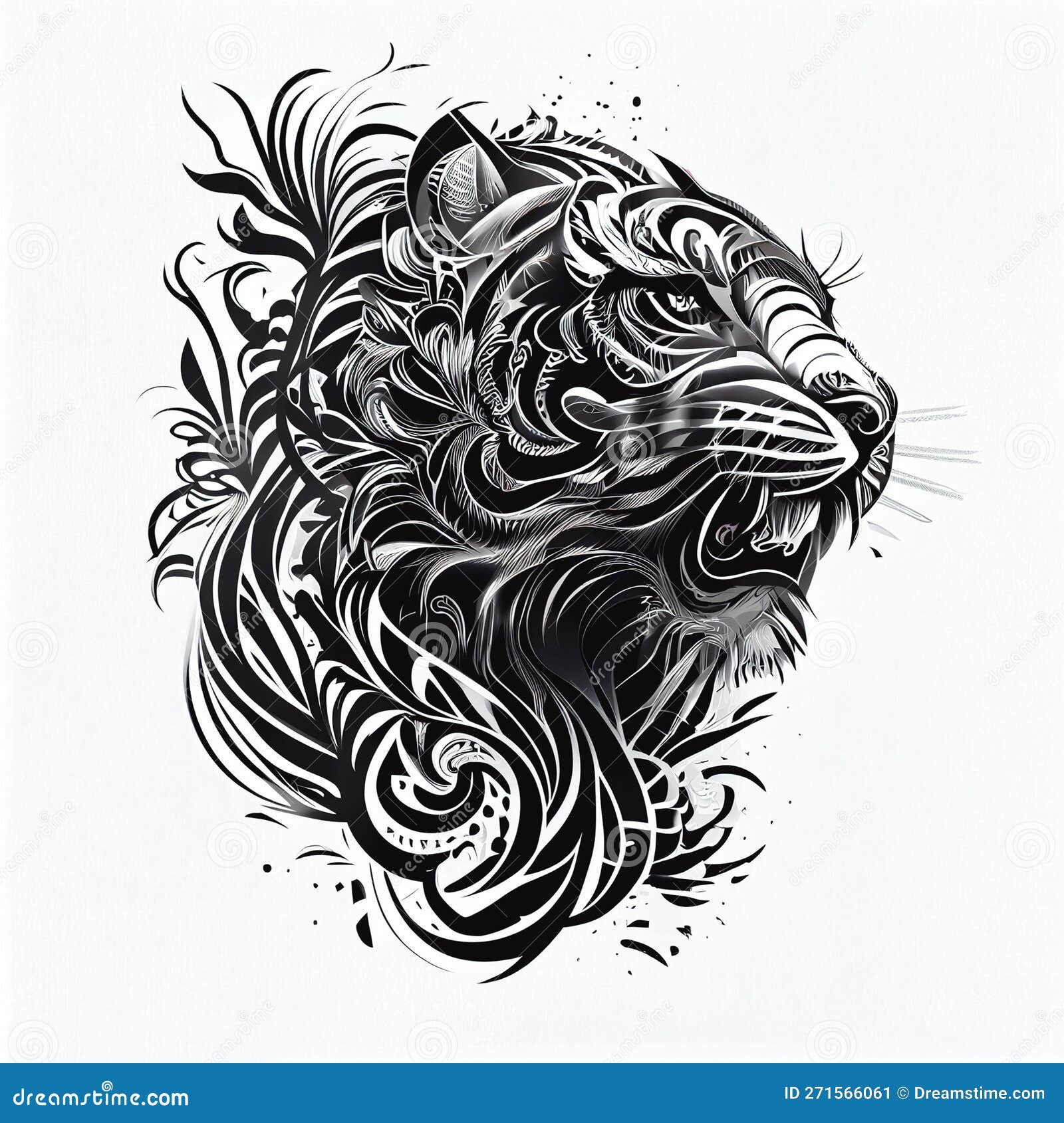 Traditional tiger tattoo. Vector illustration. Stock Vector | Adobe Stock